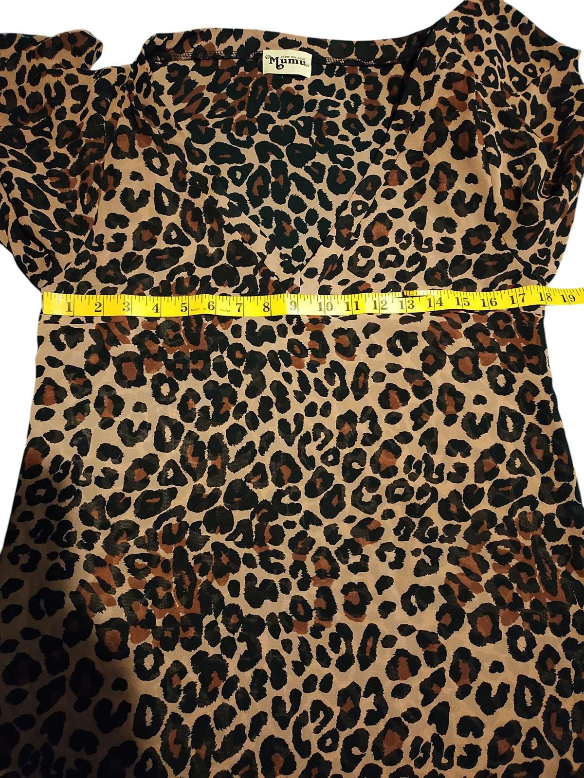 Designer Show Me Your Mumu Women's Leopard Print Sheer V-Neck Blouse Size M / US 6-8 / IT 42-44 - 6 Thumbnail