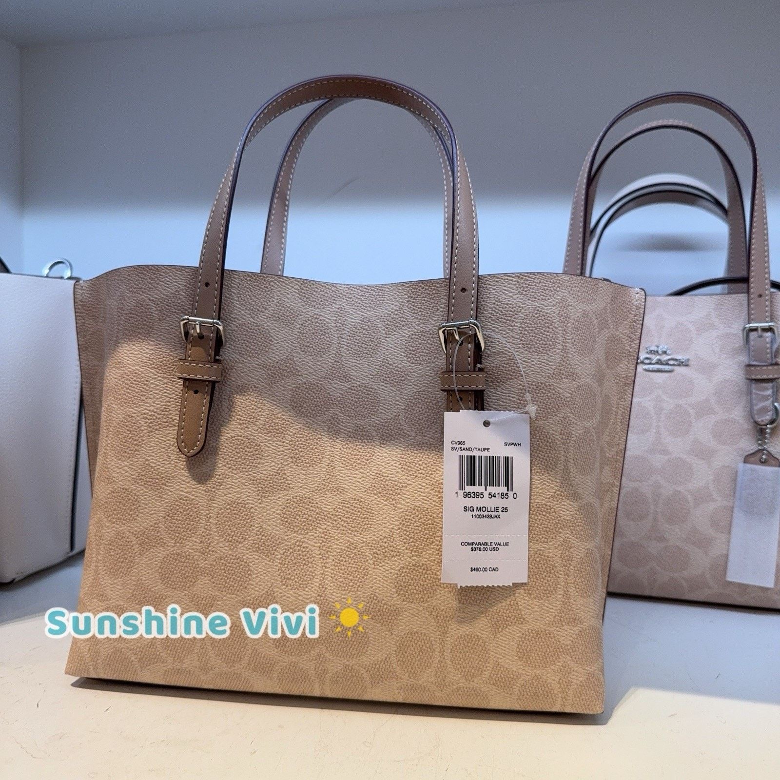 Coach NWT Coach Mollie Tote 25 Crossbody Strap CV965 SV/SAND/TAUPE Size ONE SIZE - 4 Thumbnail