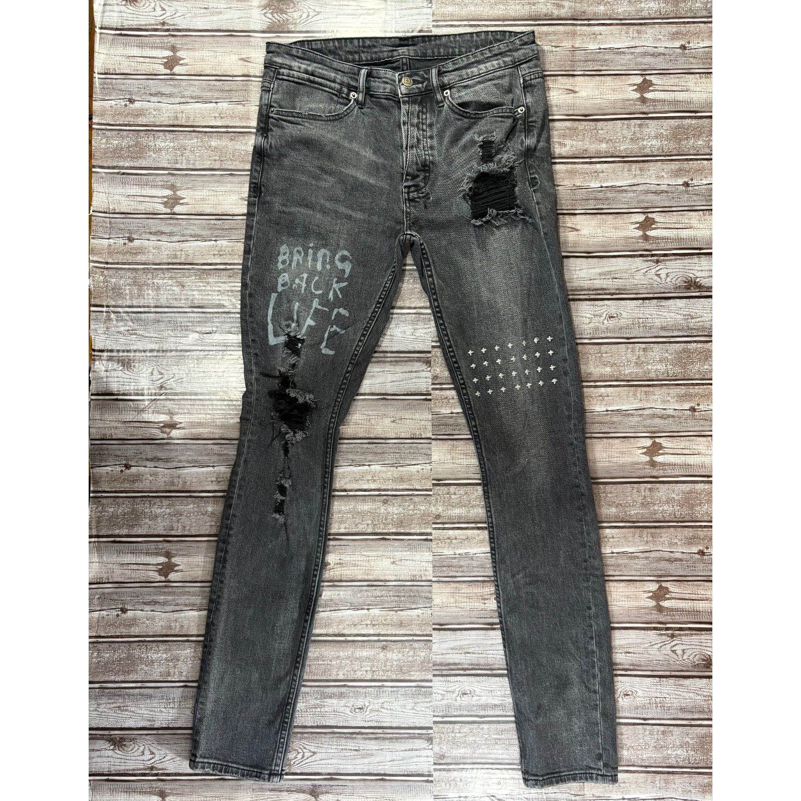 Ksubi Van Winkle Life Scribe Jeans Sz 33 x 32 color black gr