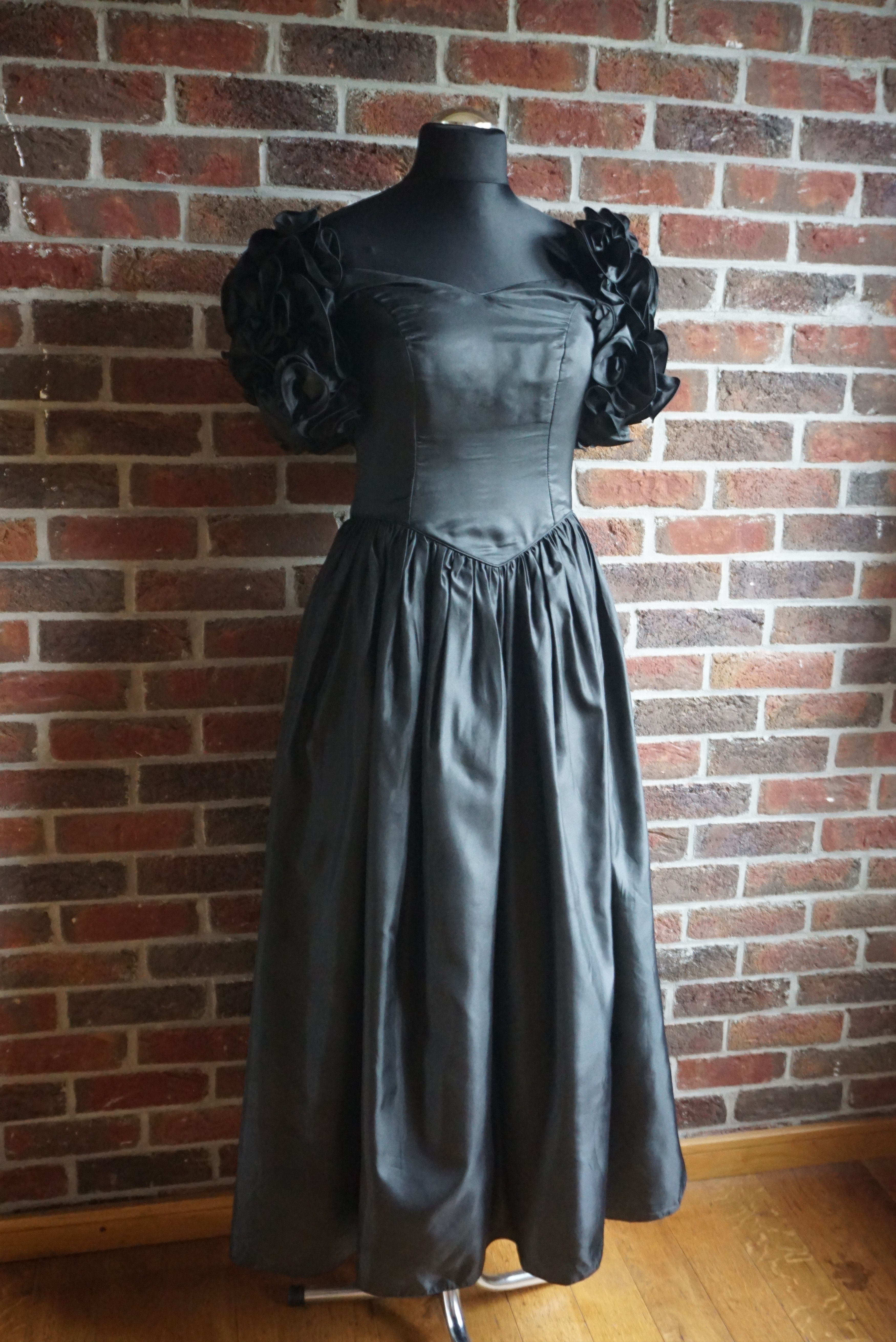 Vintage Vintage Ellis 80s long dress gown puff sleeves bow S Small Size M / US 6-8 / IT 42-44 - 9 Thumbnail
