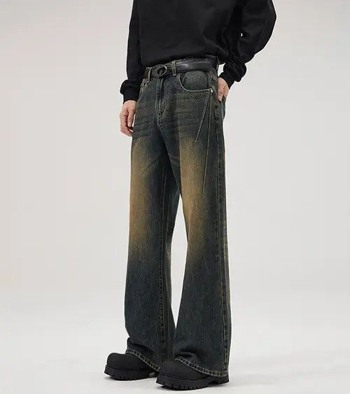 Japanese Brand Men's vintage distressed washed loose flared jeans Size US 32 / EU 48 - 2 Thumbnail
