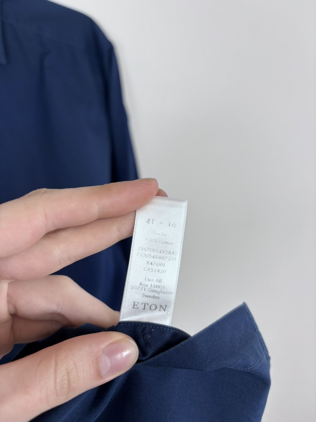 Eton Eton Men’s Slim Fit Blue Button Up Long Sleeve Dress Shirt Size US L / EU 52-54 / 3 - 9 Thumbnail