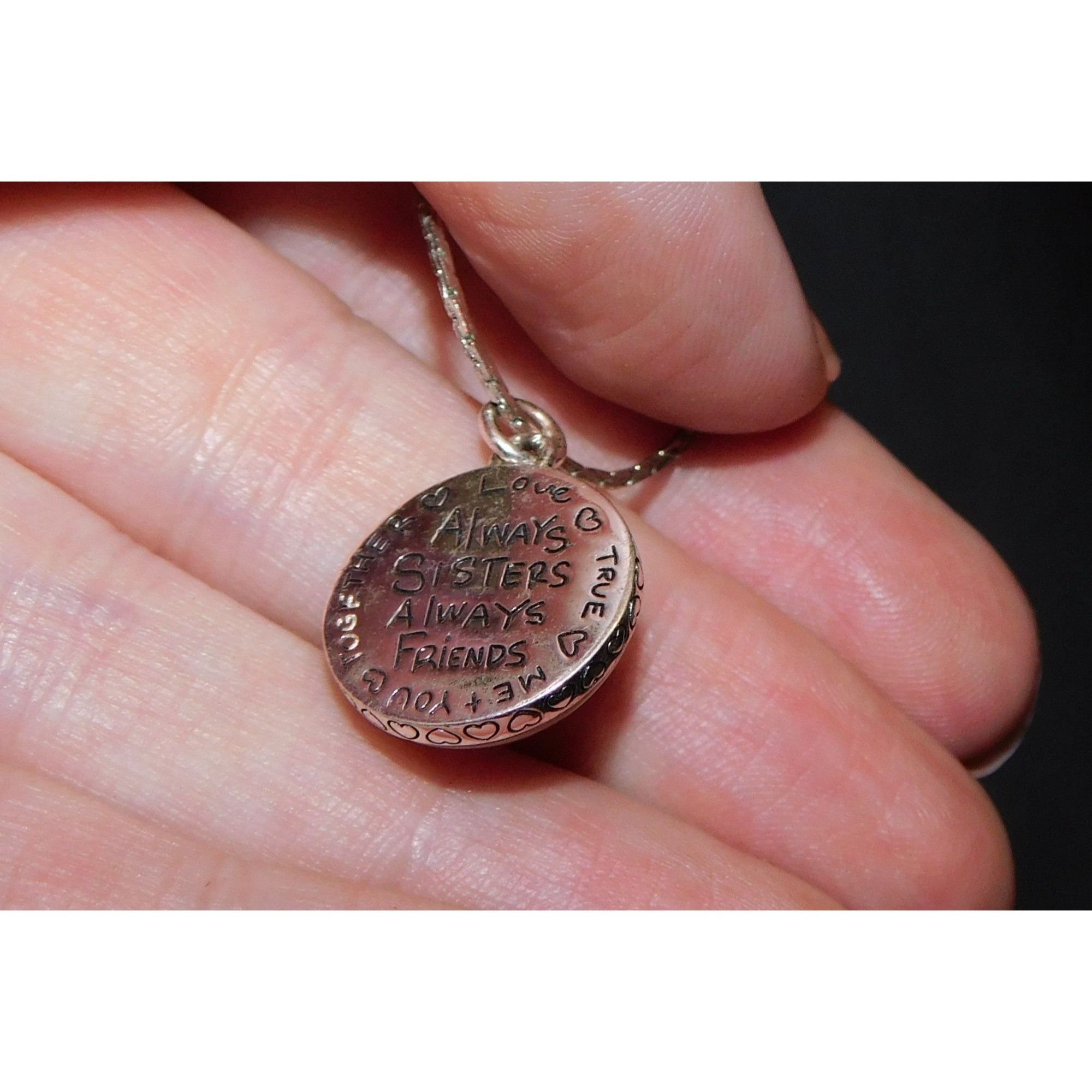 Other Always Sisters Always Friends Domed Silver Tone Pendant Neck Size ONE SIZE - 2 Thumbnail
