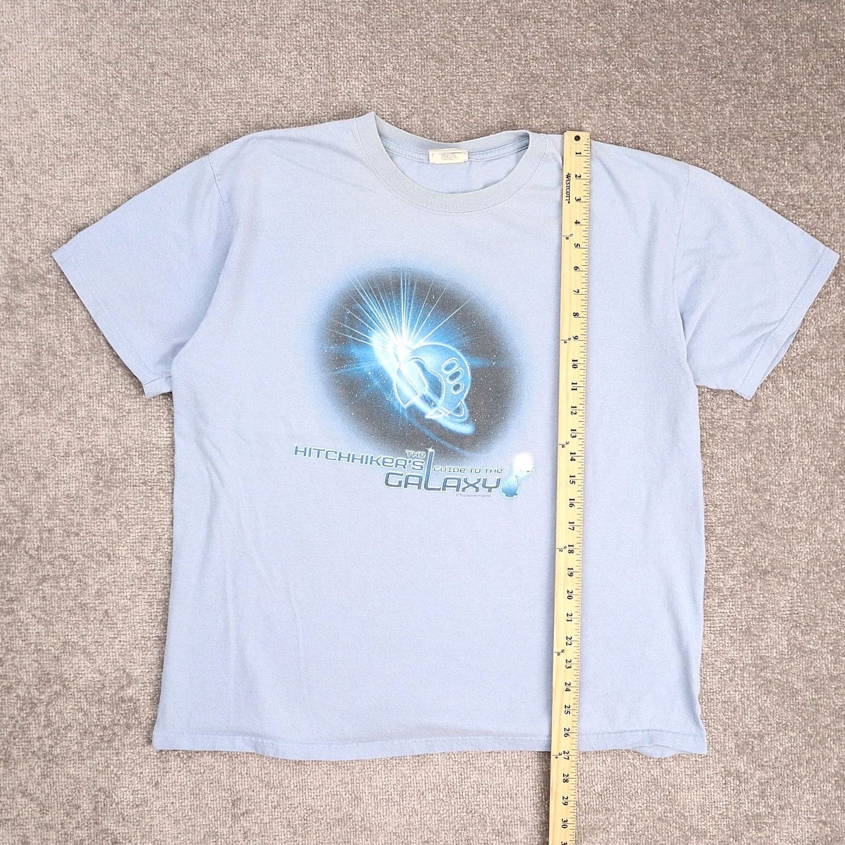 Disney VINTAGE Disney The Hitchhikers Guide To The Galaxy T-Shirt XL Blue Mens 90s Movie Size US XL / EU 56 / 4 - 3 Thumbnail