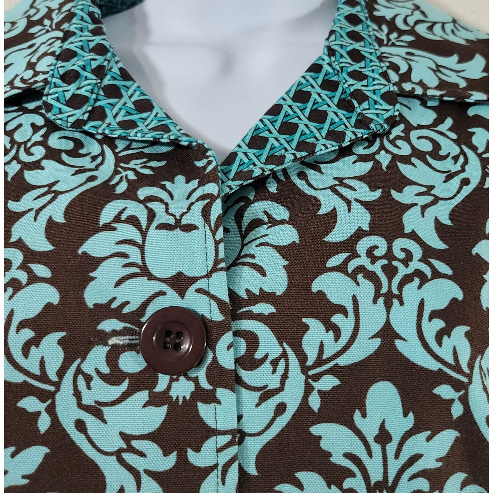 Other Bentley A Teal Brown Floral Print Button Up Blazer 6 Collard Size M / US 6-8 / IT 42-44 - 5 Thumbnail