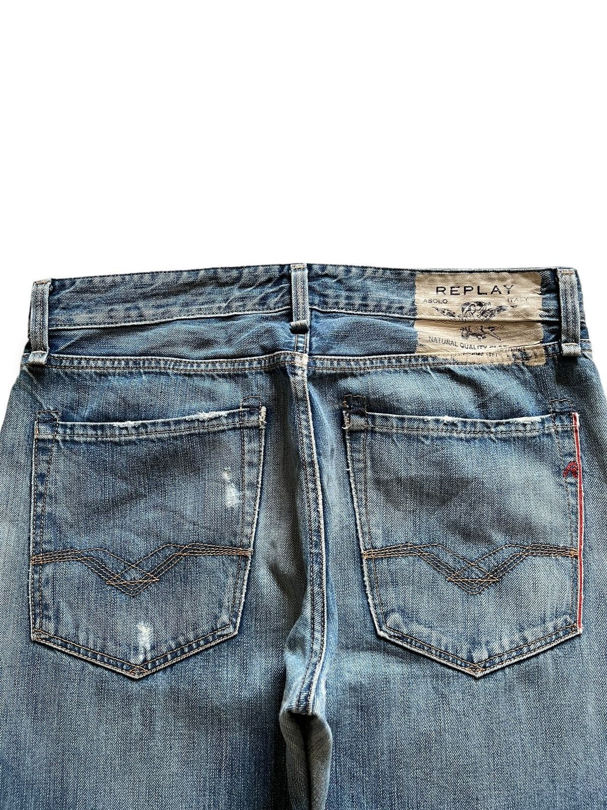 Replay Vintage Replay Selvedge Faded Wash Distressed Loose Jeans Size US 33 - 9 Thumbnail