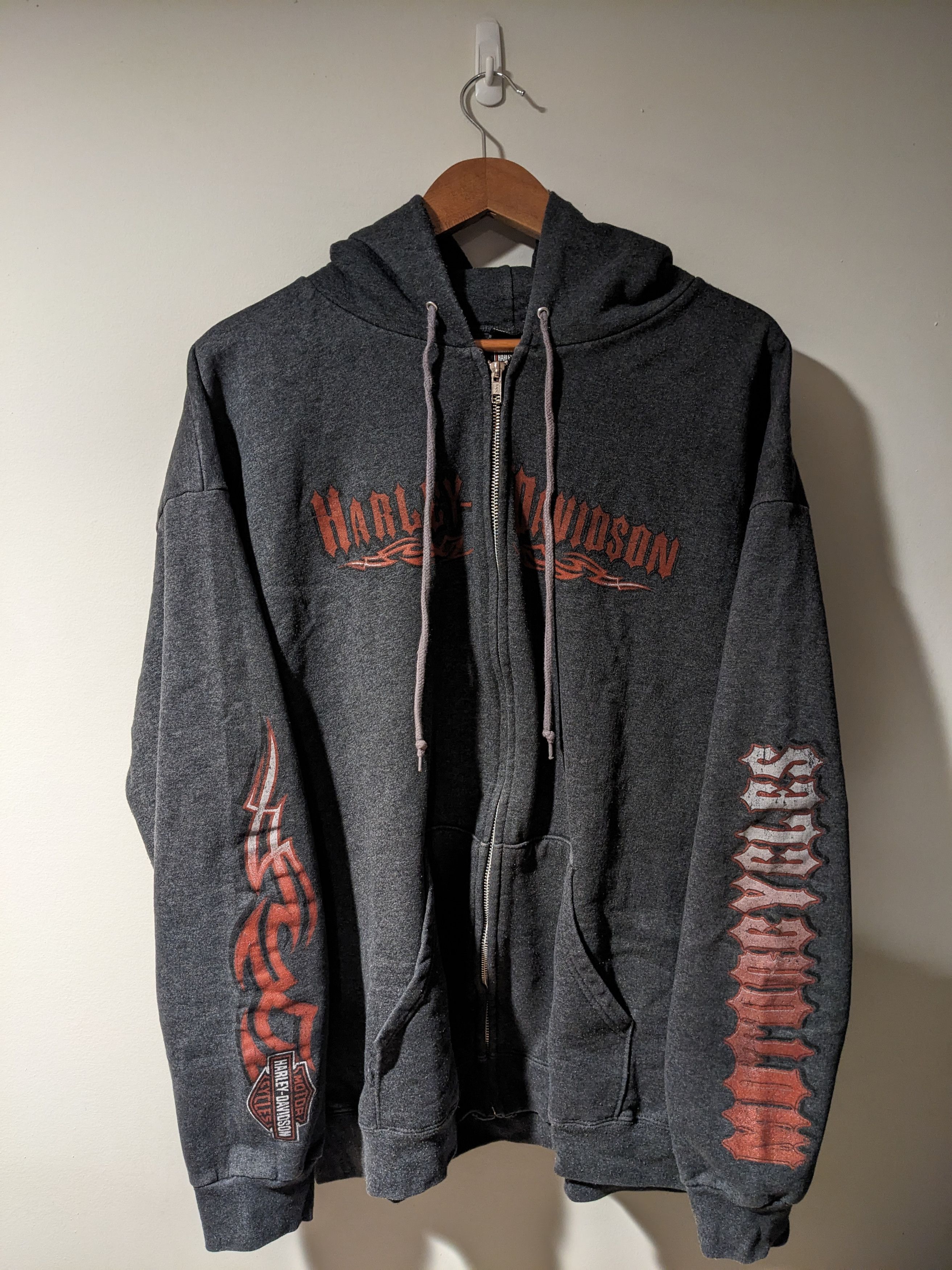 Harley Davidson × Vintage Vintage Y2K Harley Davidson Motorcycle Full Zip Hoodie Size US XXL / EU 58 / 5 - 1 Thumbnail