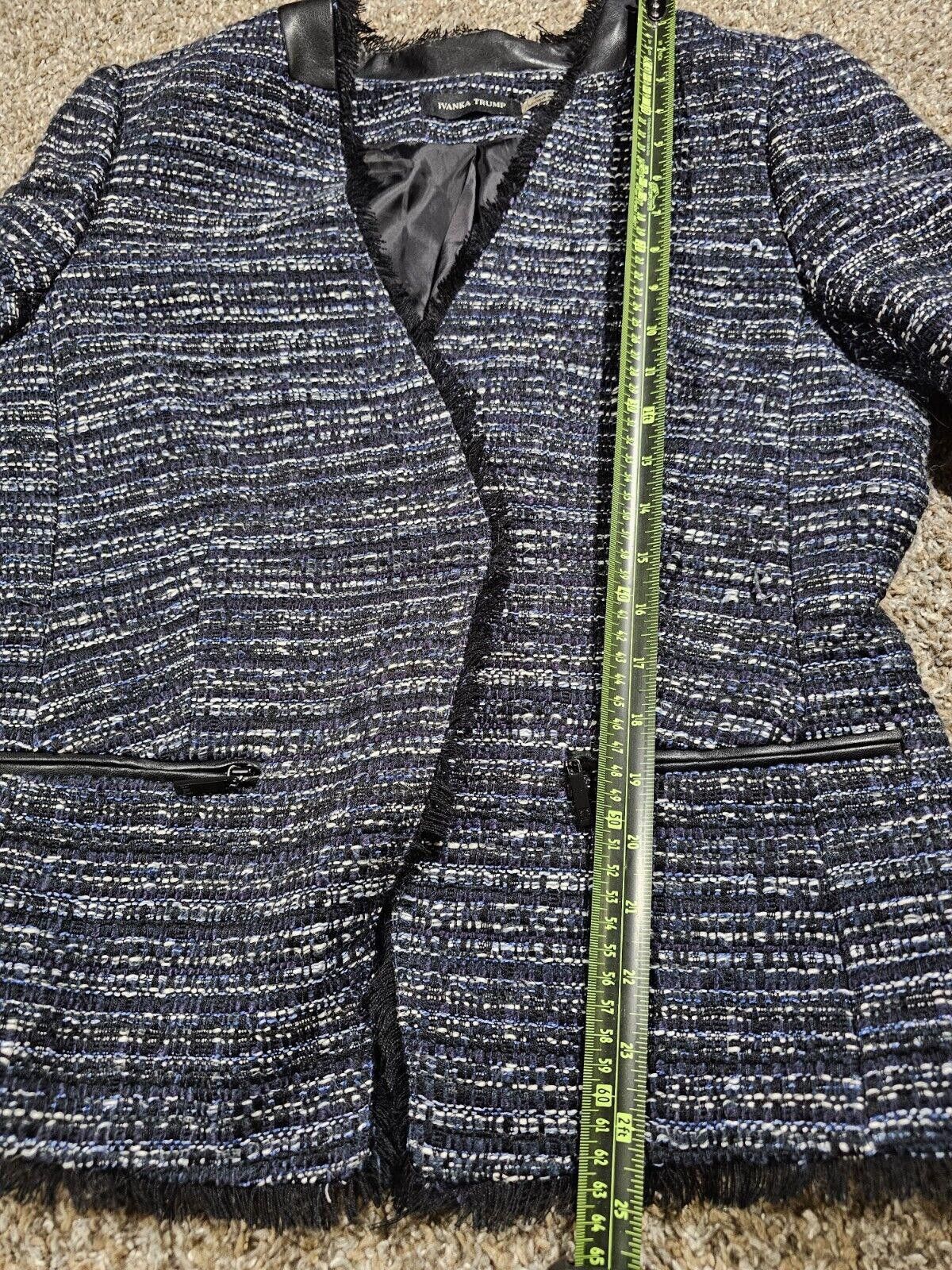 Designer Ivanka Trump Open Woven Tweed Blazer Jacket Raw Edge Hem 10 Size L / US 10 / IT 46 - 6 Thumbnail