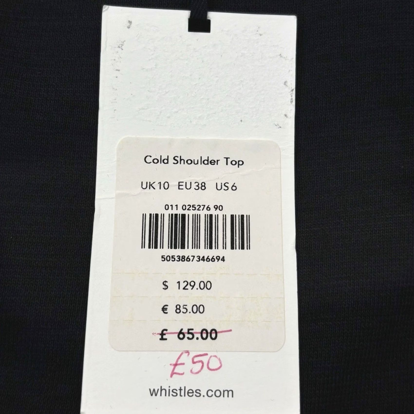 Whistles Whistles Cold Shoulder Top Womens Black BNWT EU38 UK10 Regular Short Sleeve Pullover" Size L / US 10 / IT 46 - 6 Thumbnail