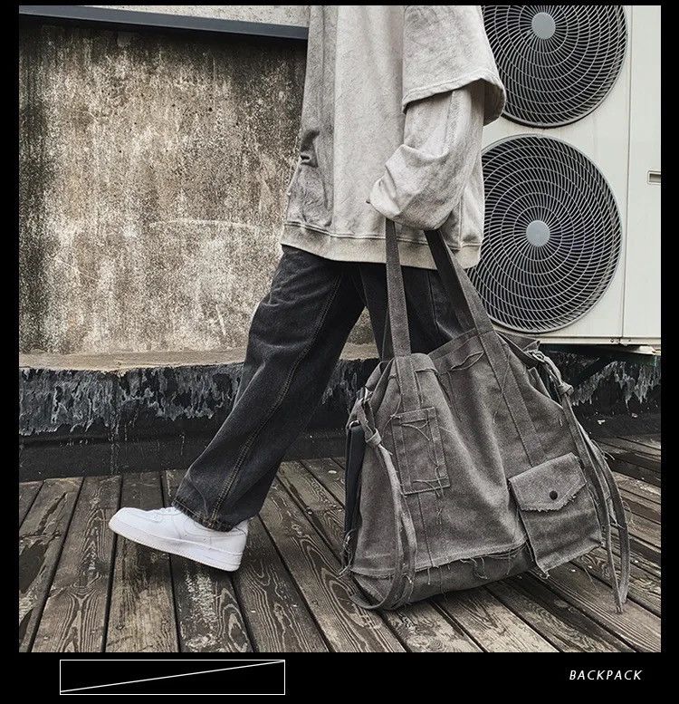 Vintage Tote Bag Canvas Single Vintage Solid Hasp Shoulder Bag Size ONE SIZE - 3 Thumbnail