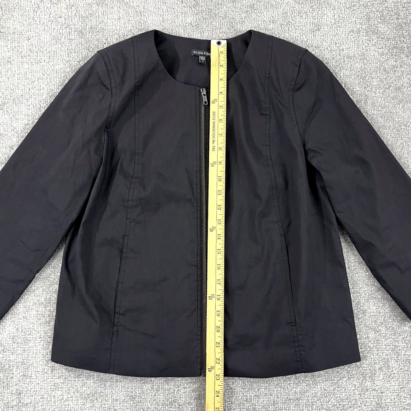 Eileen Fisher EILEEN FISHER Jacket Womens Small Black Ramie Silk Lined Full Zip 3/4 Sleeve Mid-Length Pockets Size S / US 4 / IT 40 - 5 Thumbnail
