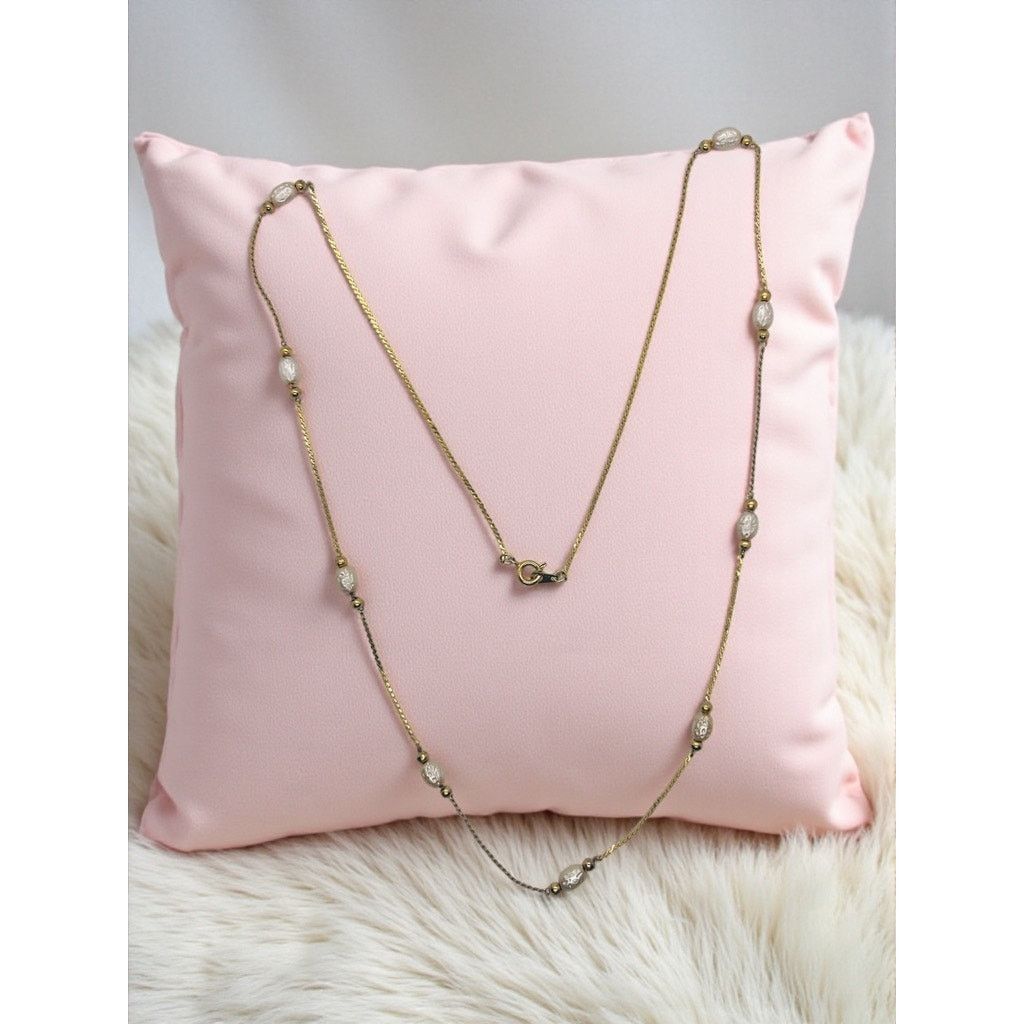 Vintage Vintage Faux Pearl Station Necklace 24'' Gold Tone Chain Size ONE SIZE - 2 Thumbnail