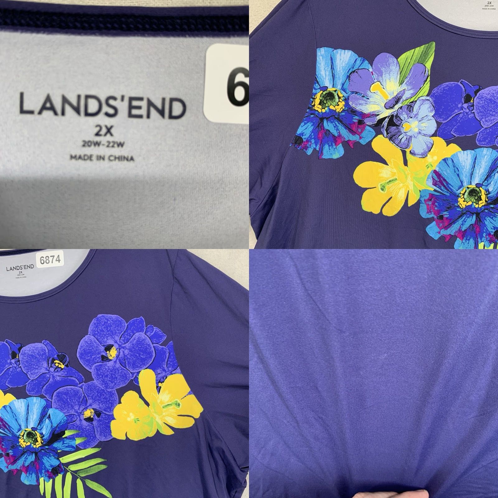 Lands' End VINTAGE Lands' End Women's Blouse 2X Plus Size Long Sleeve Floral Print Lightweight Stretchy Blue Casual Size XXL / US 16-18 / IT 52-54 - 8 Thumbnail