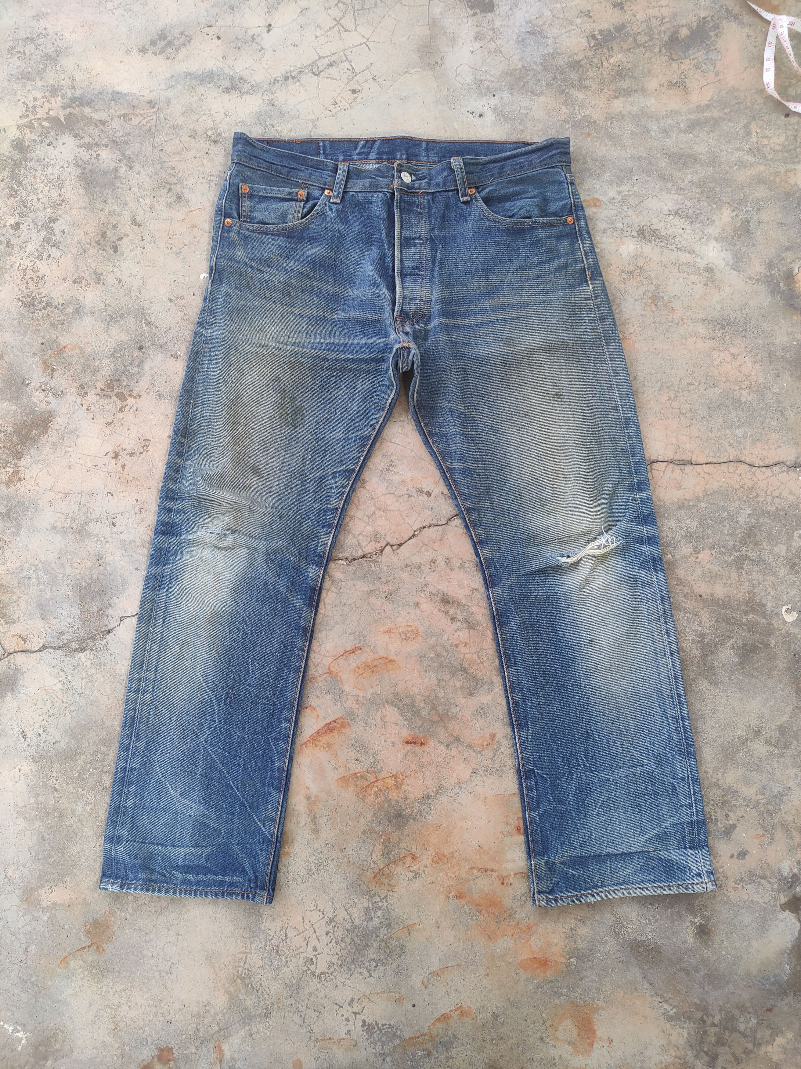 Levi's W37 LEVI'S 501 DISTRESSED FADED JEANS PANTS Size US 37 - 2 Thumbnail