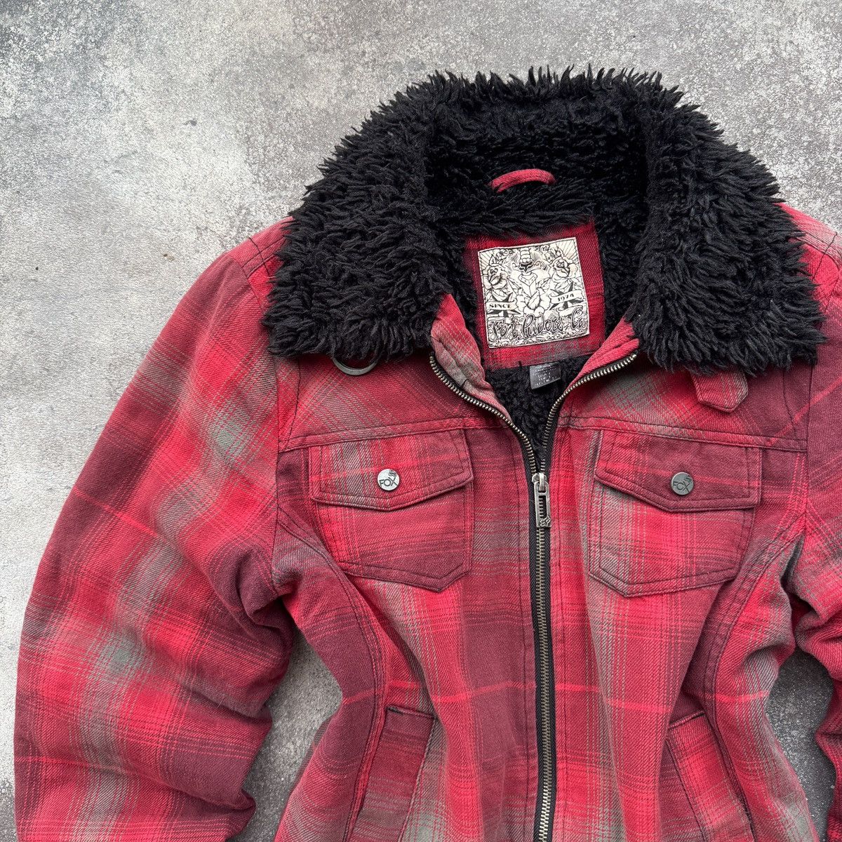 Fox Racing Fox Racing Y2K Grunge Biker Style Faux Fur Plaid Jacket Size L / US 10 / IT 46 - 3 Thumbnail