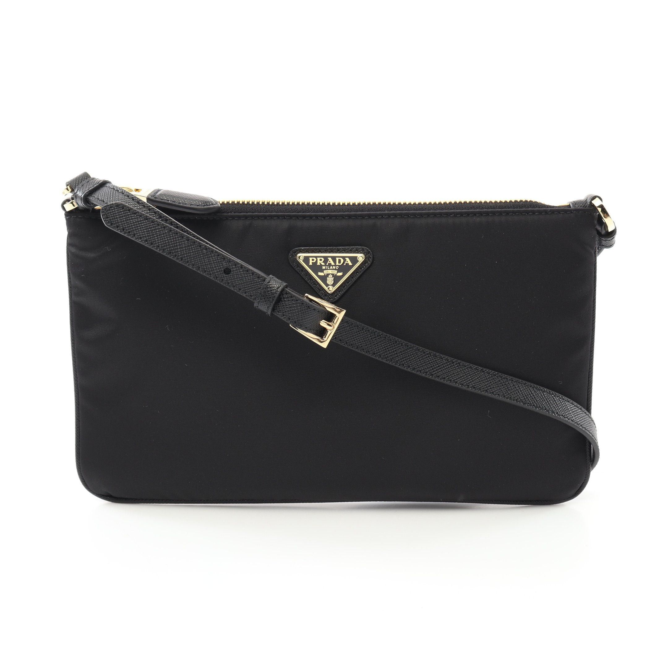 Prada Prada Shoulder Bag Nylon Saffiano Leather Black Size ONE SIZE - 1 Thumbnail