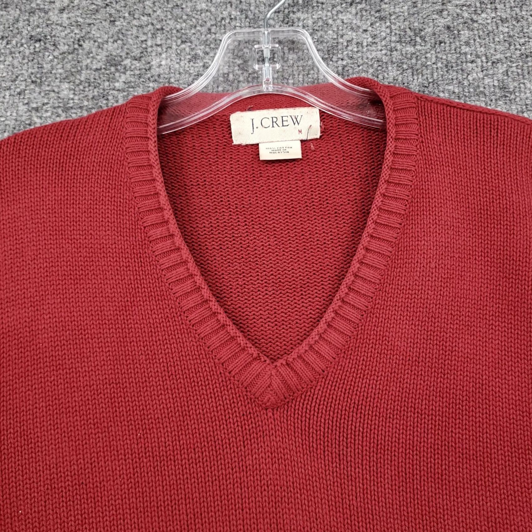 J.Crew VINTAGE J.CREW Sweater Mens M Red V-Neck Pullover Knit Cotton Long Sleeves Size US M / EU 48-50 / 2 - 5 Thumbnail