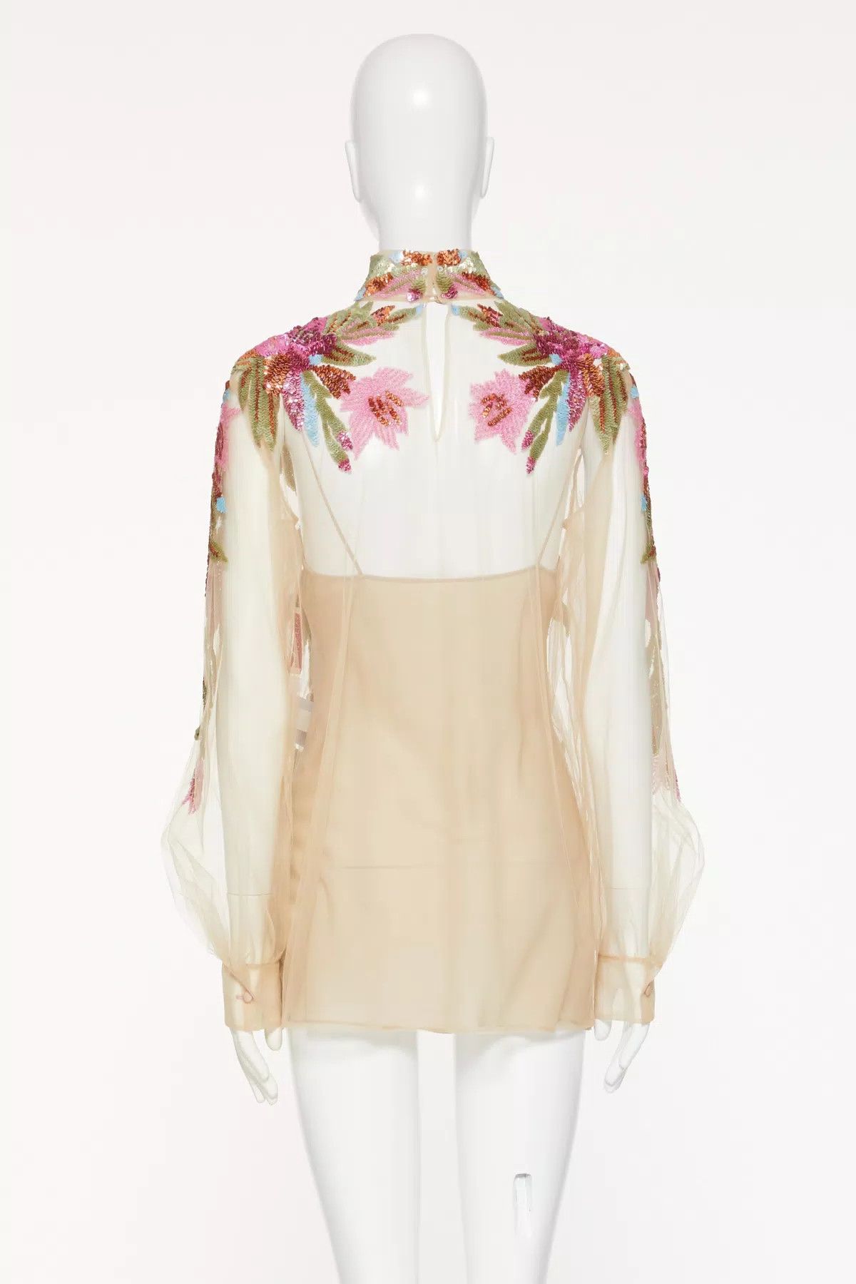 Valentino o1s1wg110625 Floral Embroidered Shirt in Multicolor Size M / US 6-8 / IT 42-44 - 3 Thumbnail
