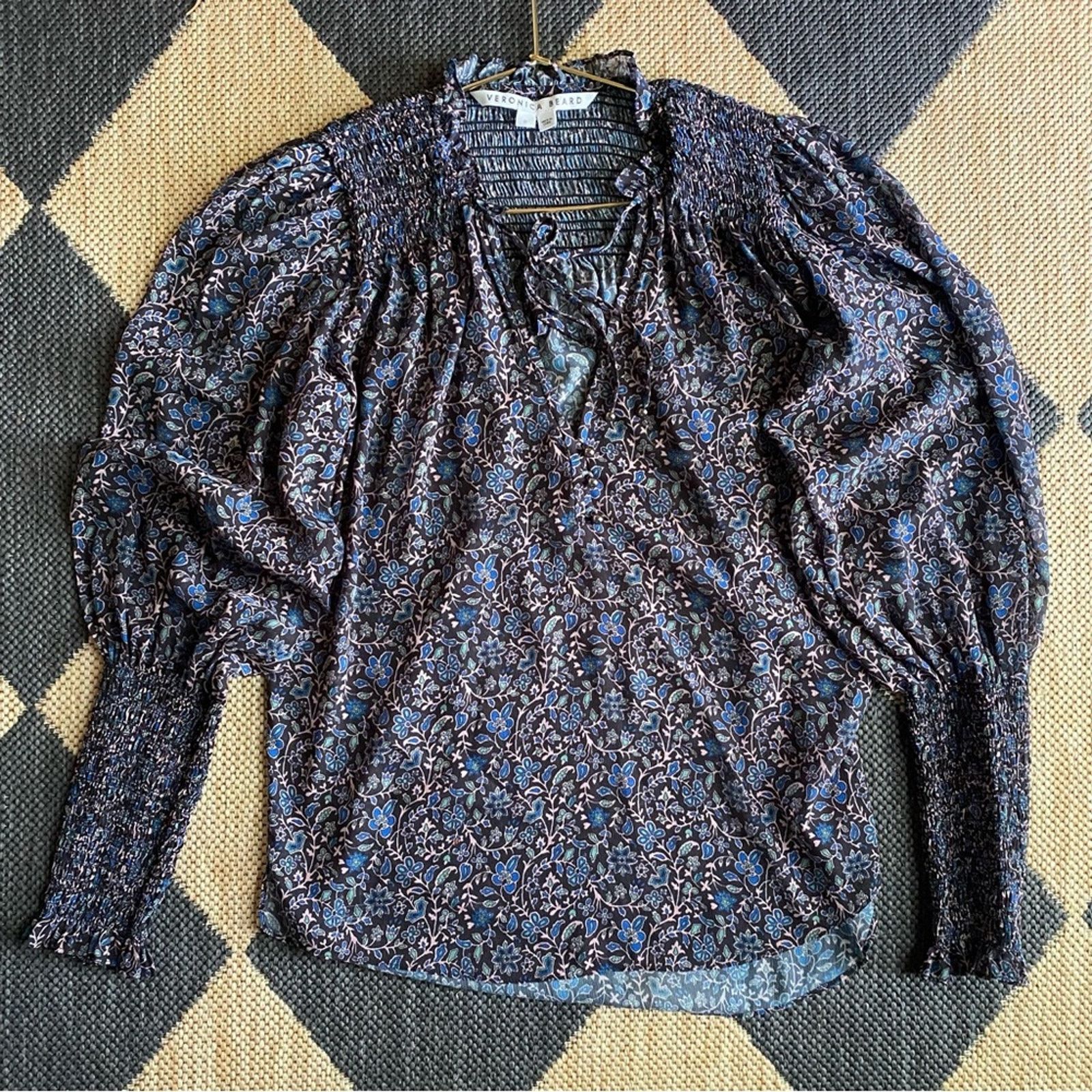 Veronica Beard Veronica Beard $277 Jaz Black Floral Balloon Sleeve Blouse 0 Size XS / US 0-2 / IT 36-38 - 5 Thumbnail