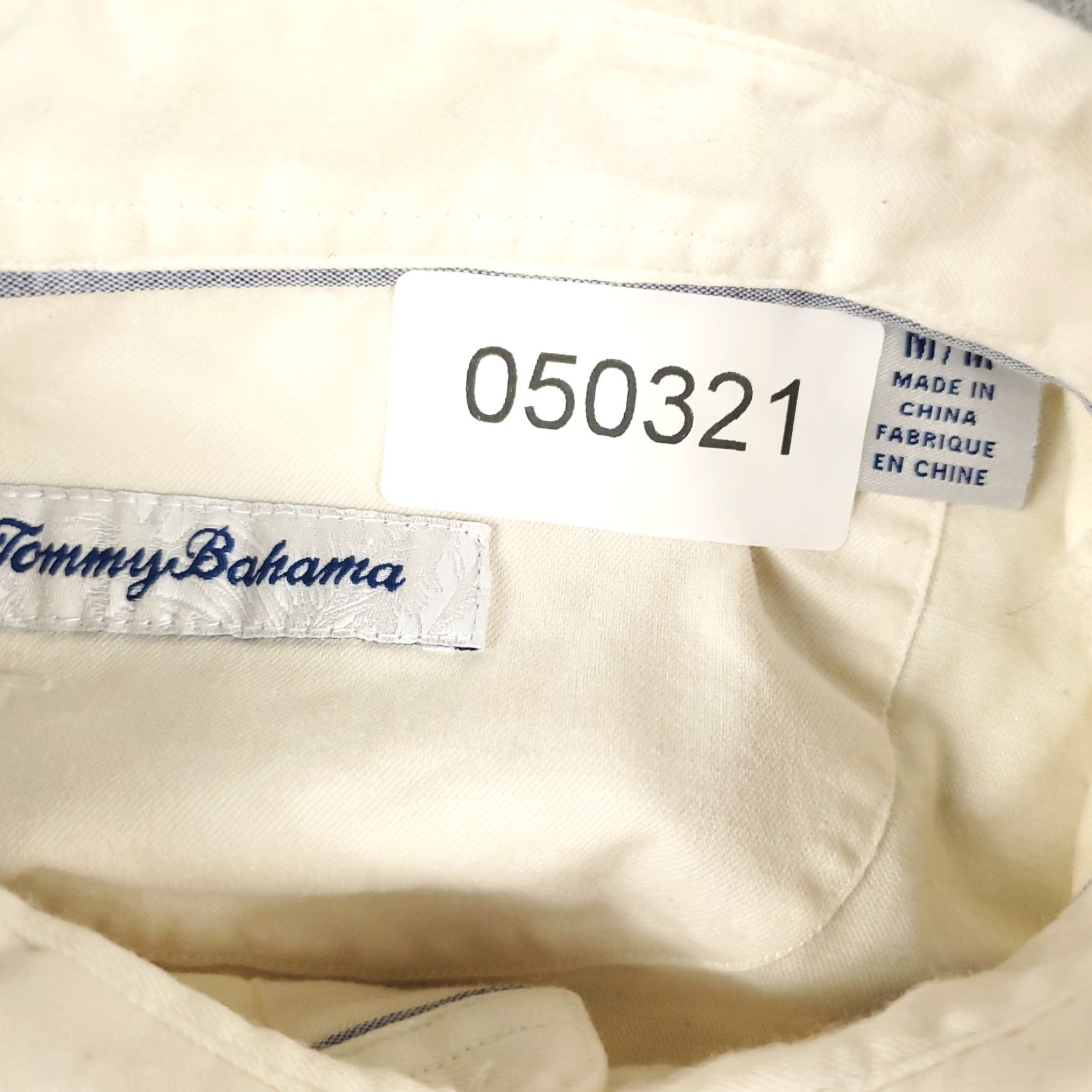 Tommy Bahama Tommy Bahama Shirt Mens Medium Ivory Cotton Button-Up Long Sleeve Size US M / EU 48-50 / 2 - 6 Thumbnail