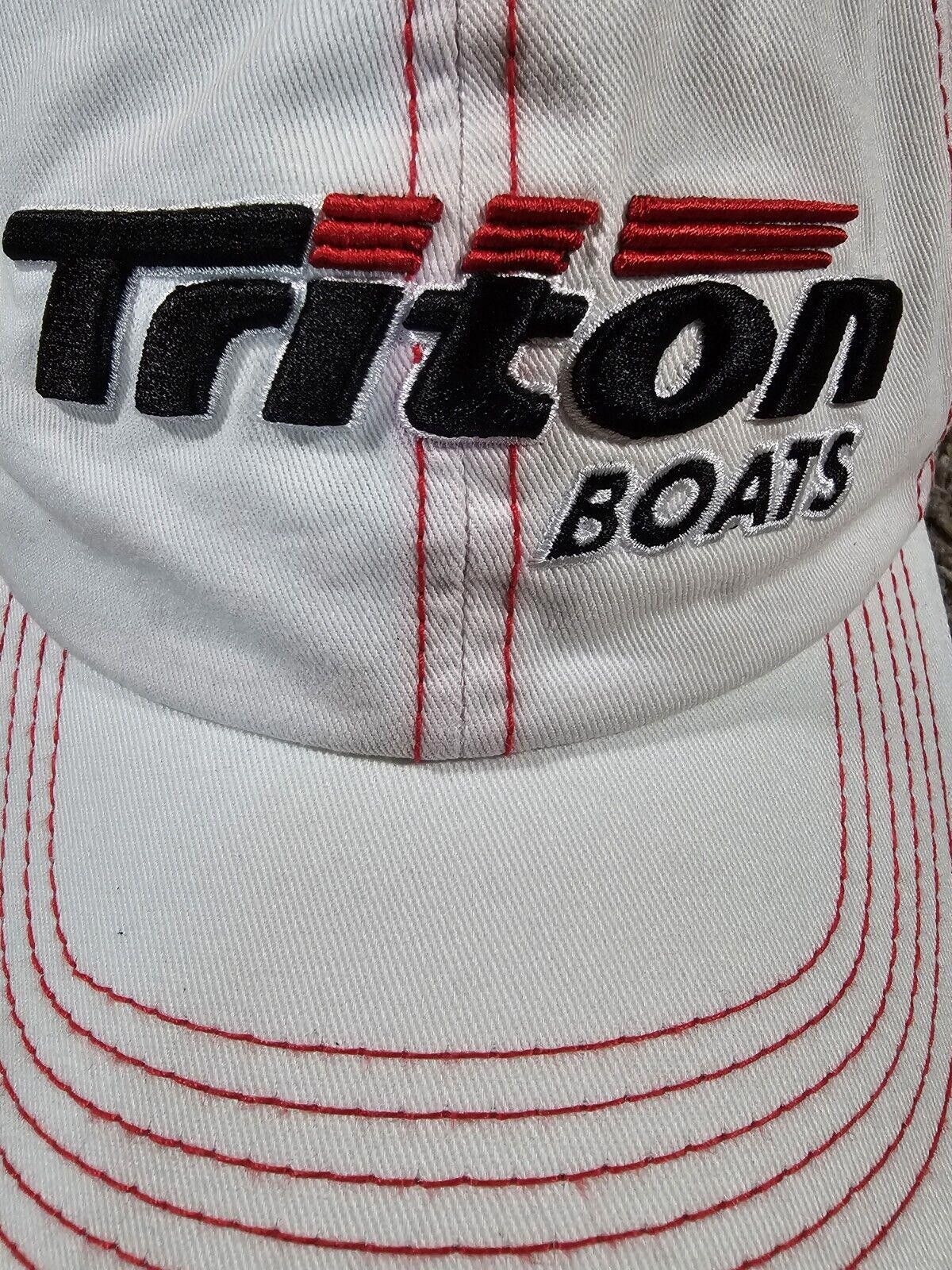 Designer Triton Boats White Fishing Angler Hat - OSFA Red Stitch Size ONE SIZE - 3 Thumbnail