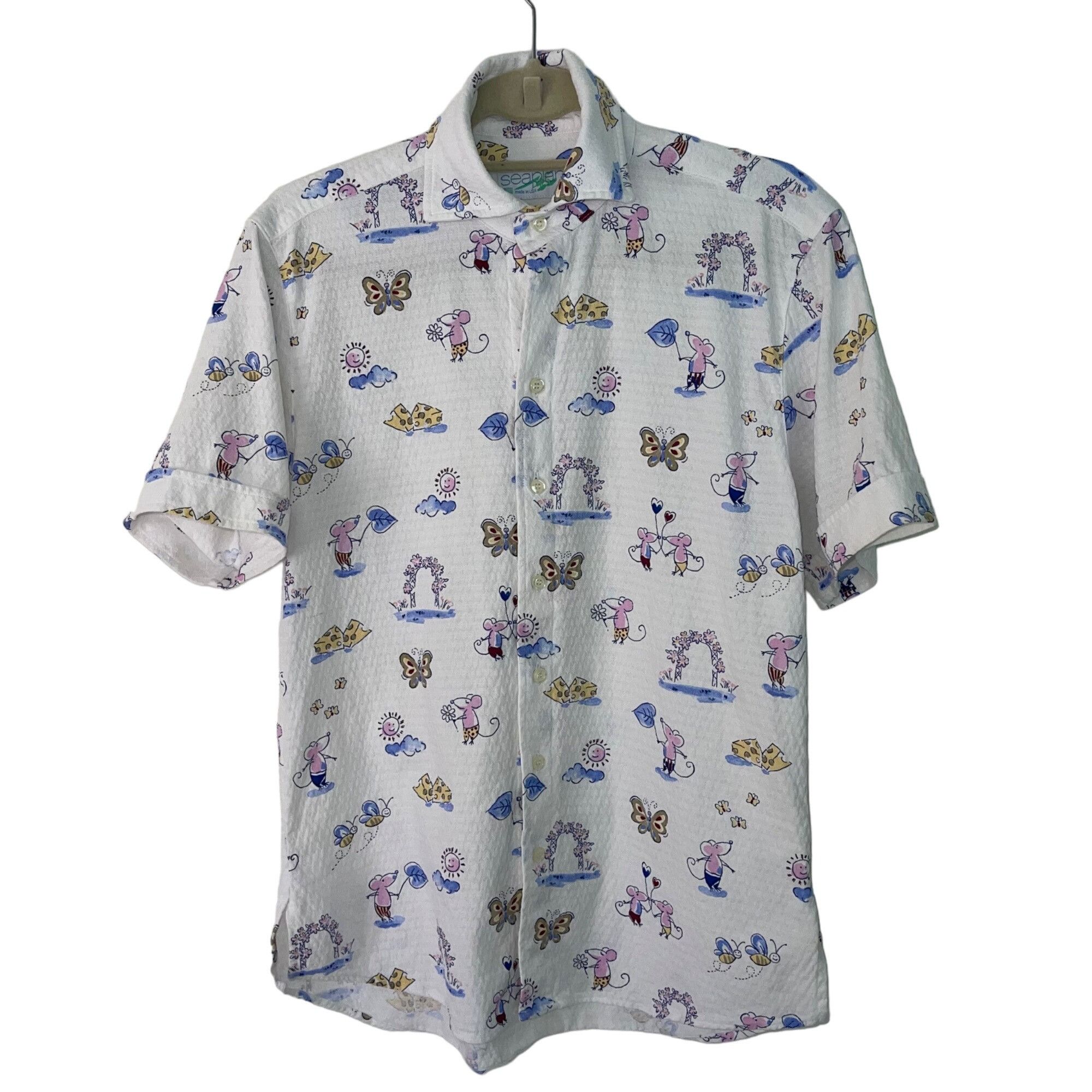 Sea Plane Mens Shirt Size XS White White Short Sleeve