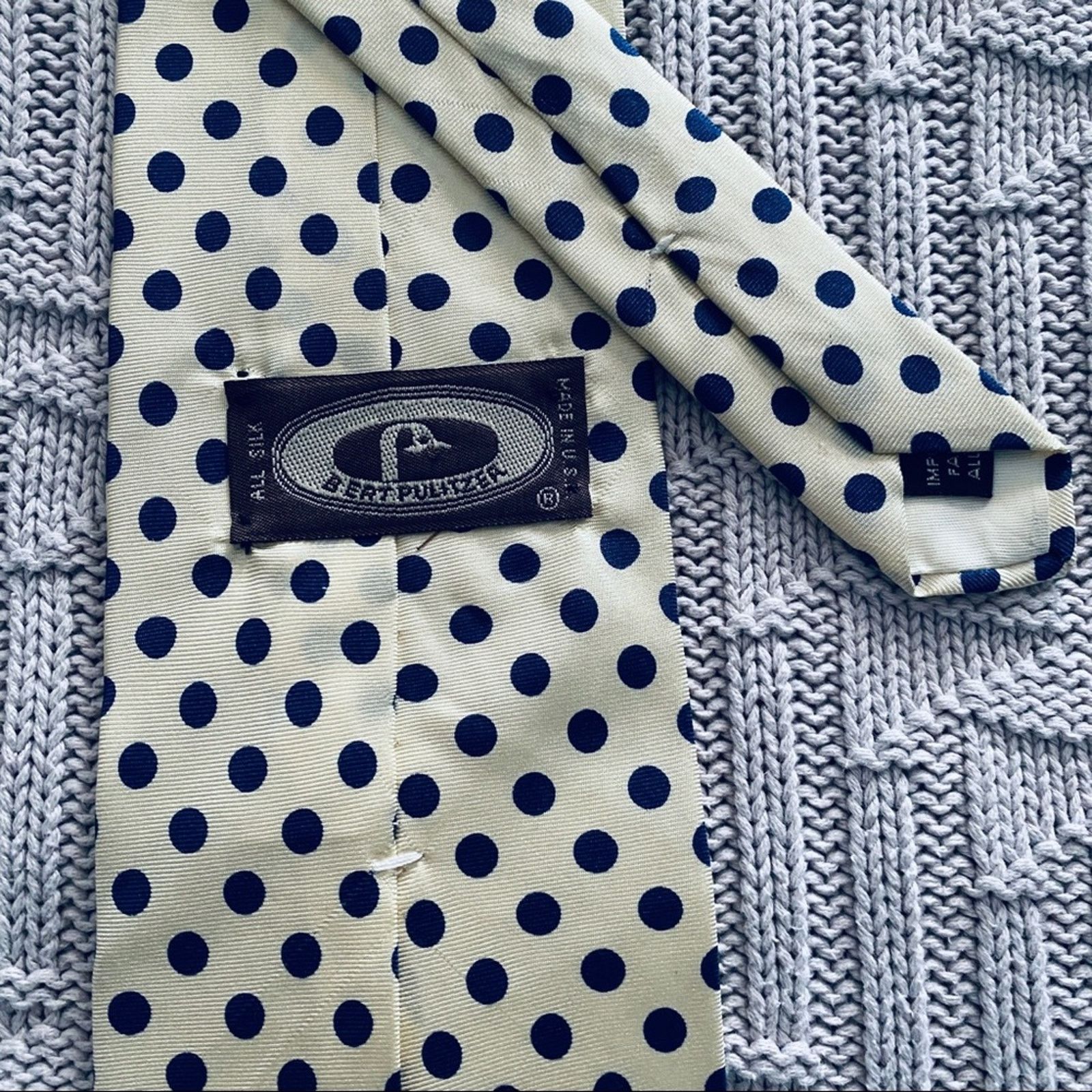 Vintage Vintage Burt Pulitzer yellow and blue polka dot silk tie Size ONE SIZE - 2 Thumbnail
