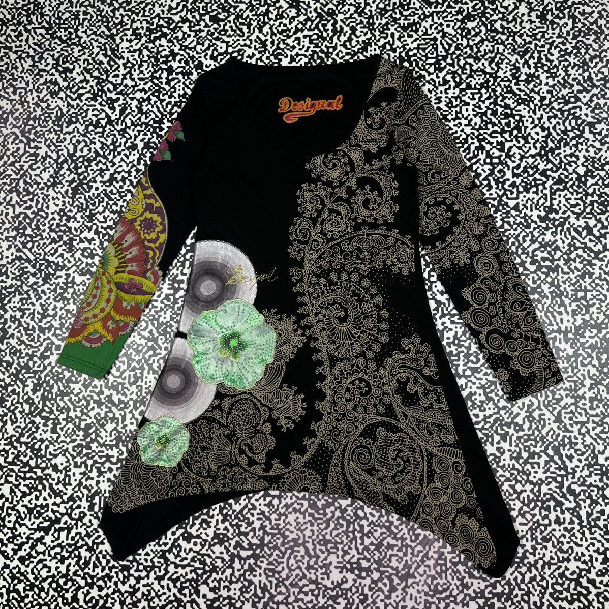 Desigual Vintage Y2K Desigual Floral Abstract Flared Mini Dress Size M / US 6-8 / IT 42-44 - 3 Thumbnail