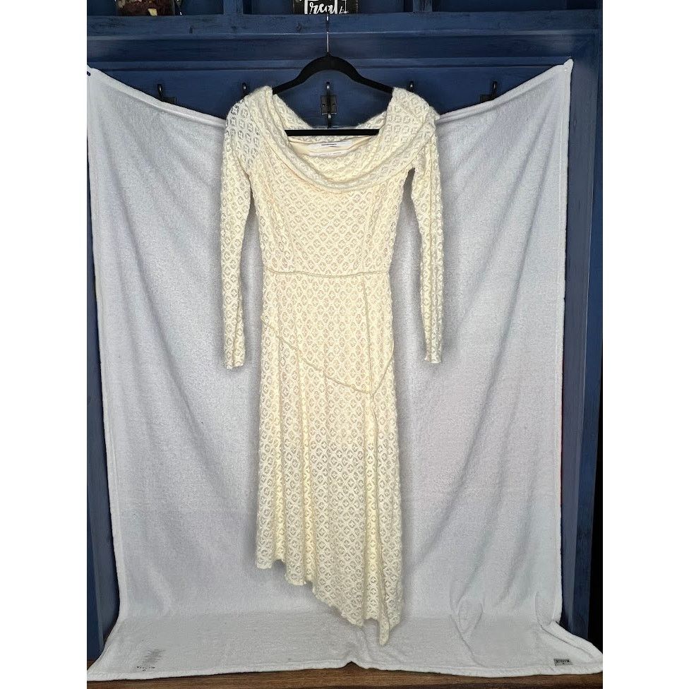 Other Yaya Asymmetrical Off-The-Shoulder Lace Midi Dress Long Sl Size S / US 4 / IT 40 - 13 Thumbnail