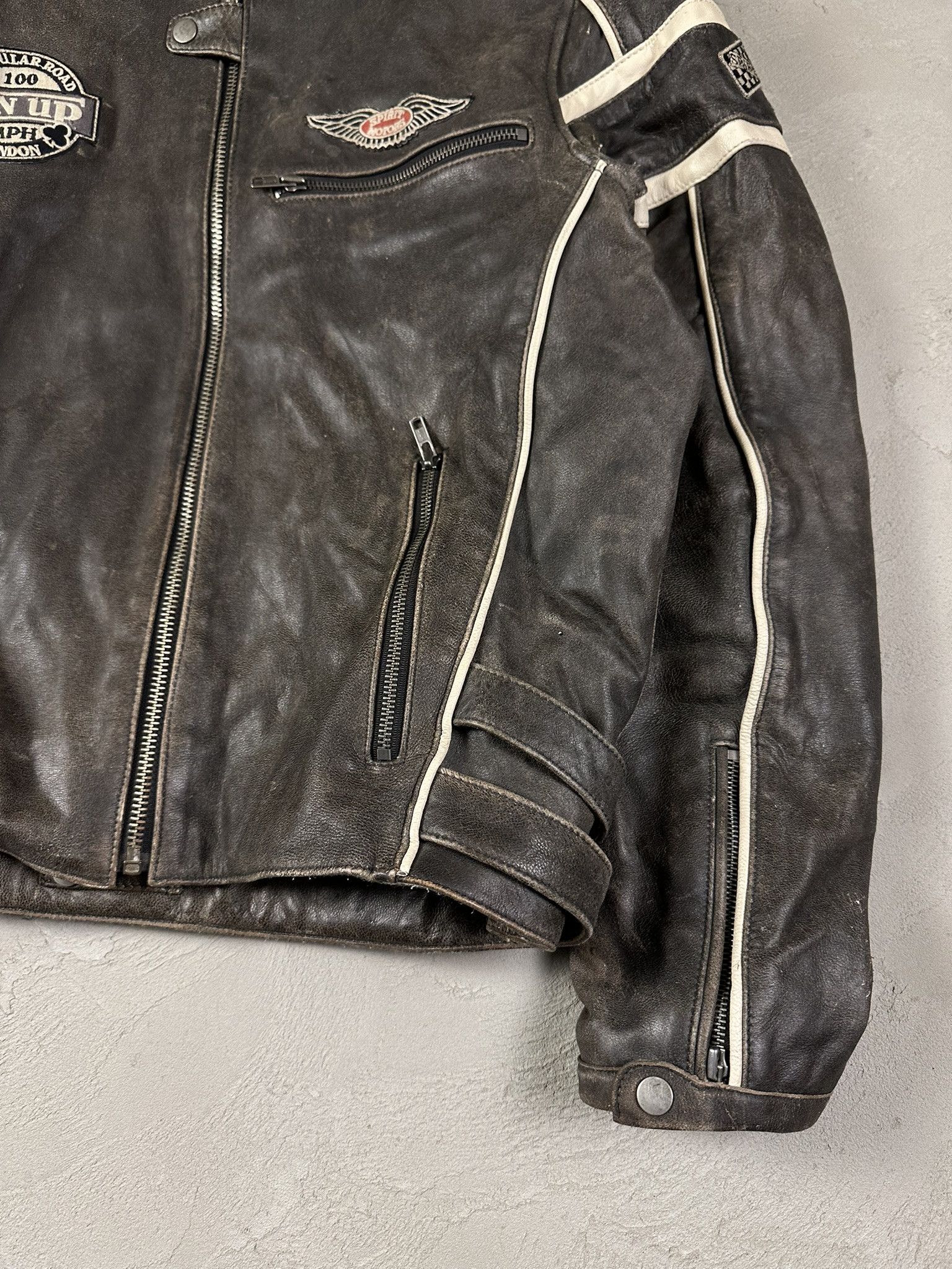 Vintage Vintage Leather Racing Patch Biker Boxy Jacket Size US XL / EU 56 / 4 - 8 Thumbnail