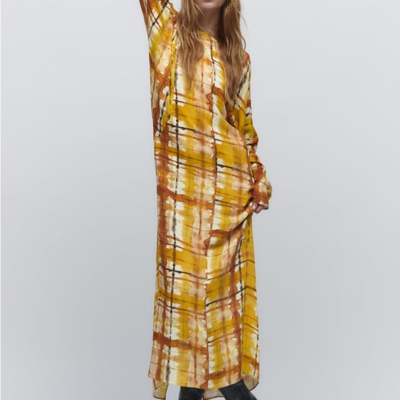 Zara ZARA PRINTED MIDI DRESS MULTICOLORED Size L / US 10 / IT 46 - 1 Thumbnail