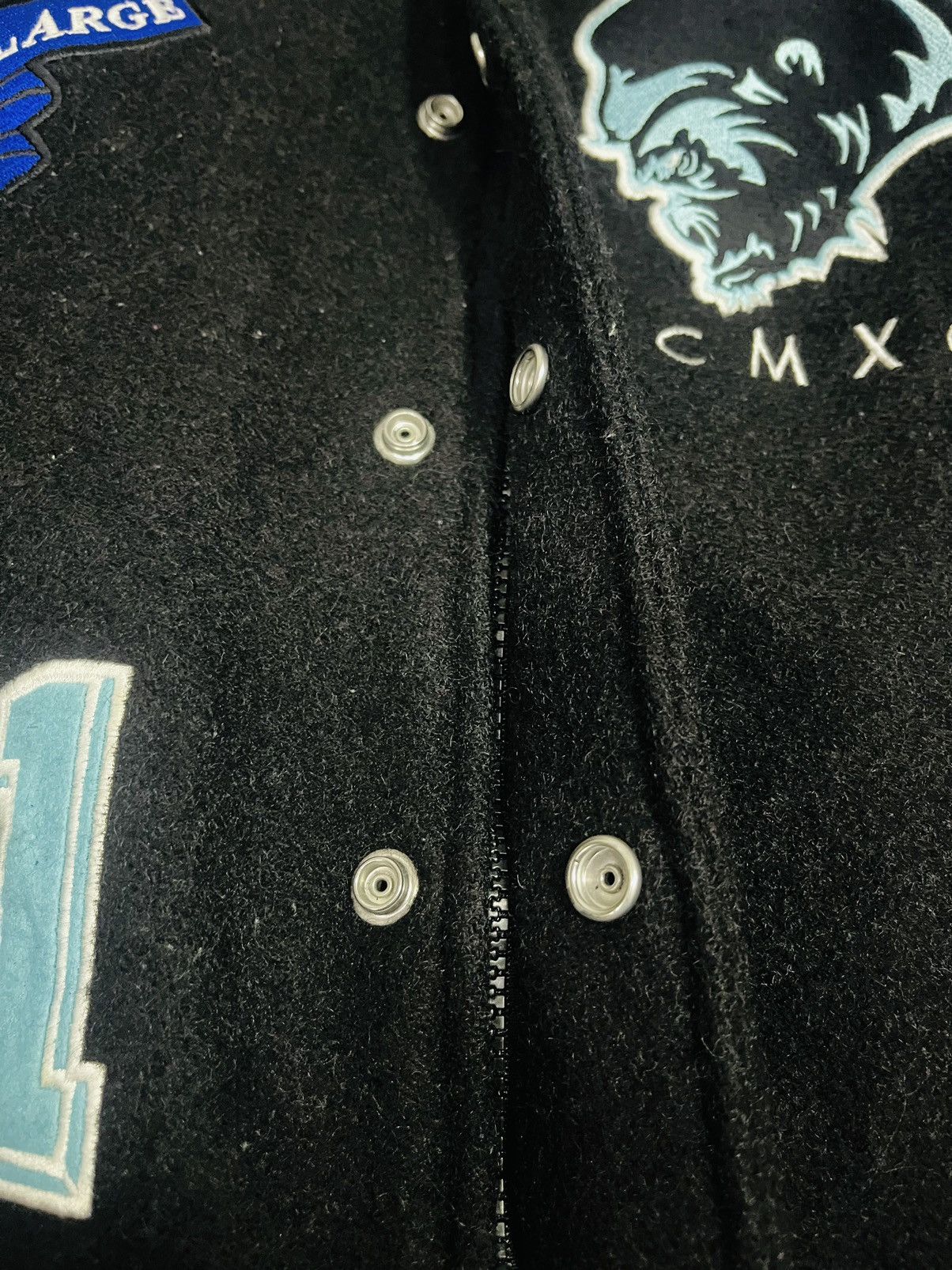 Handmade X Large Wool and Leather Distressed Varsity Jacket (16) Size US L / EU 52-54 / 3 - 9 Thumbnail
