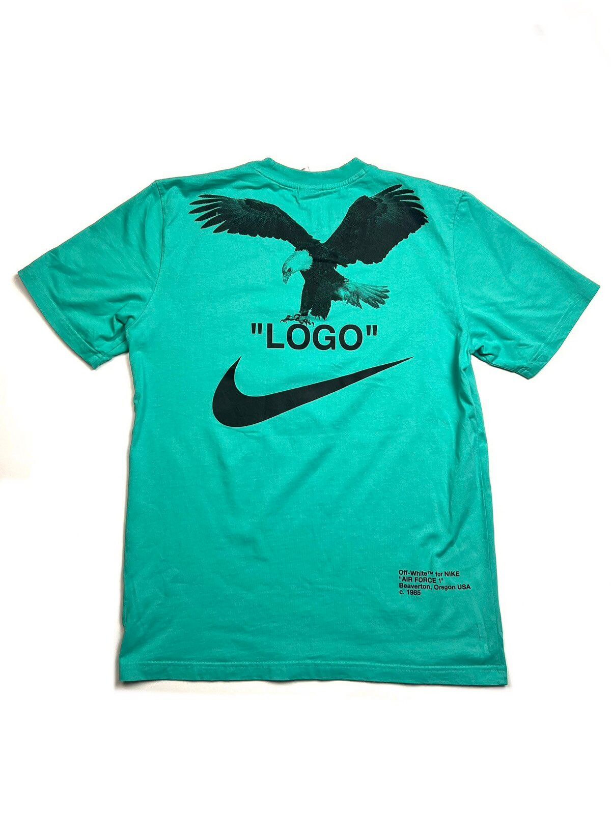 Pre-owned Nike X Off White Nike Off White Virgil Abloh Smoking Humor Abstract Eagle Tee In Green Blue