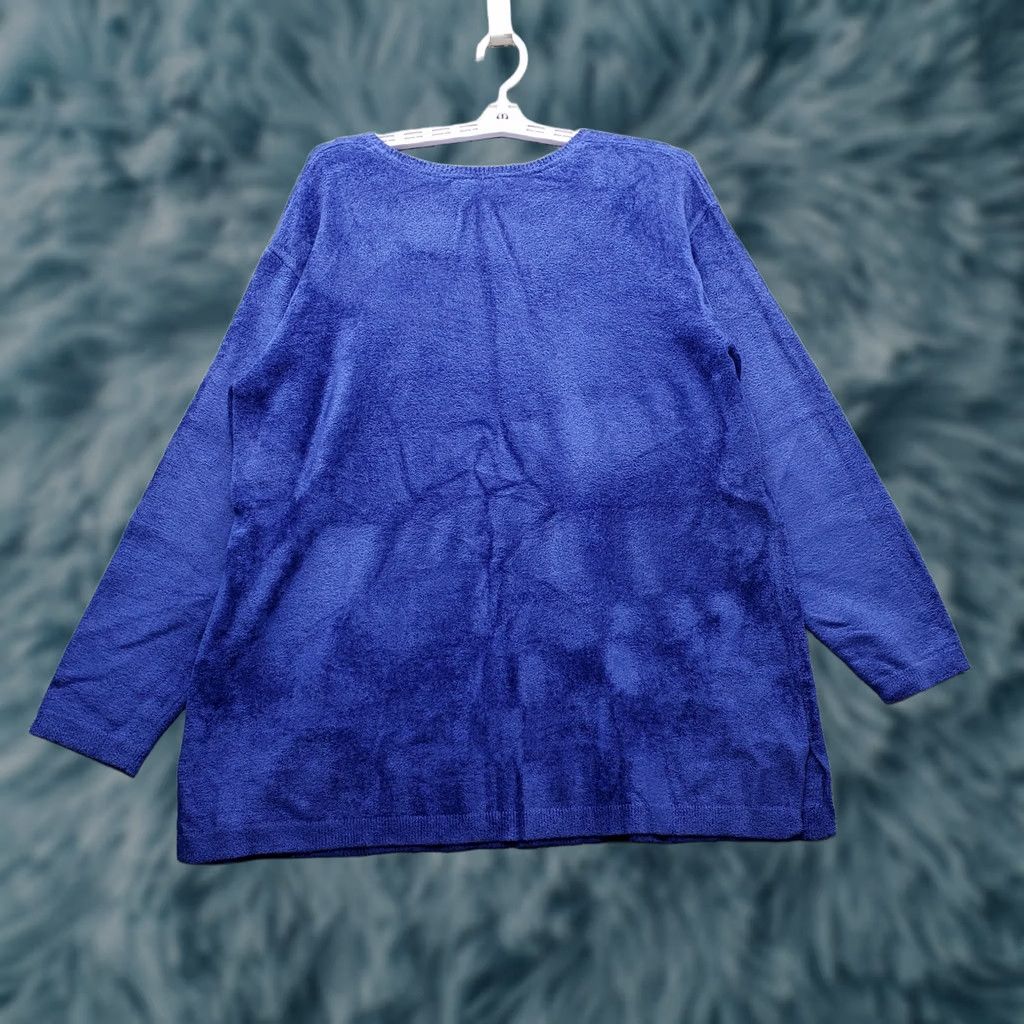 Coldwater Creek Coldwater Creek Womens Size 1X Blue Textured Fleece Sweatshirt Long Sleeve Pullover Crew Neck Shirt Size XL / US 12-14 / IT 48-50 - 1 Thumbnail
