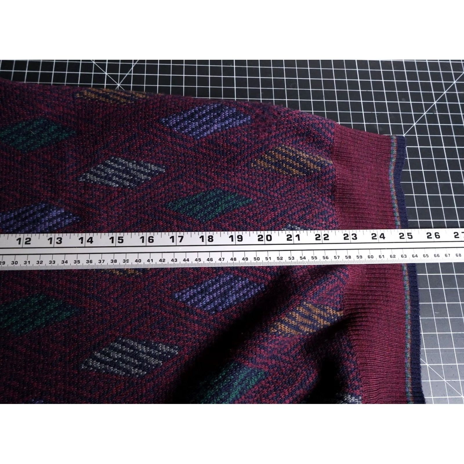Vintage VINTAGE Maglificio Florence Wool Sweater Mens Medium Dark Red Diamond Pattern Italy Size US M / EU 48-50 / 2 - 6 Thumbnail
