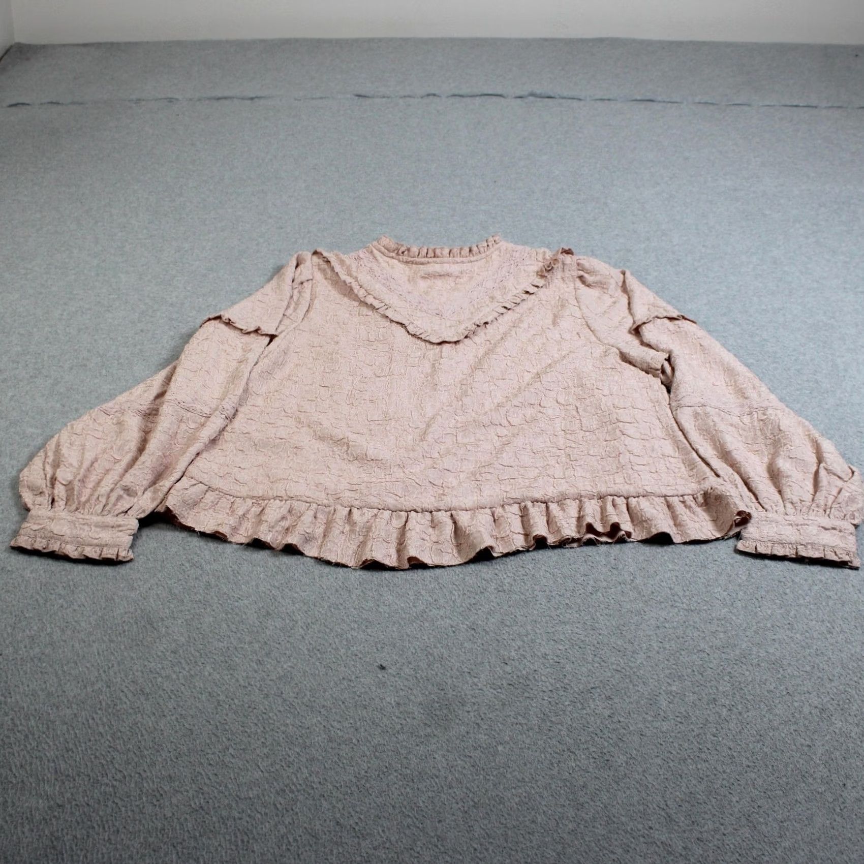 CO VINTAGE Ivy City Co Jace Shirt Women Large Pink Lace Ruffle Balloon Sleeve Boho Romantic Size L / US 10 / IT 46 - 2 Thumbnail