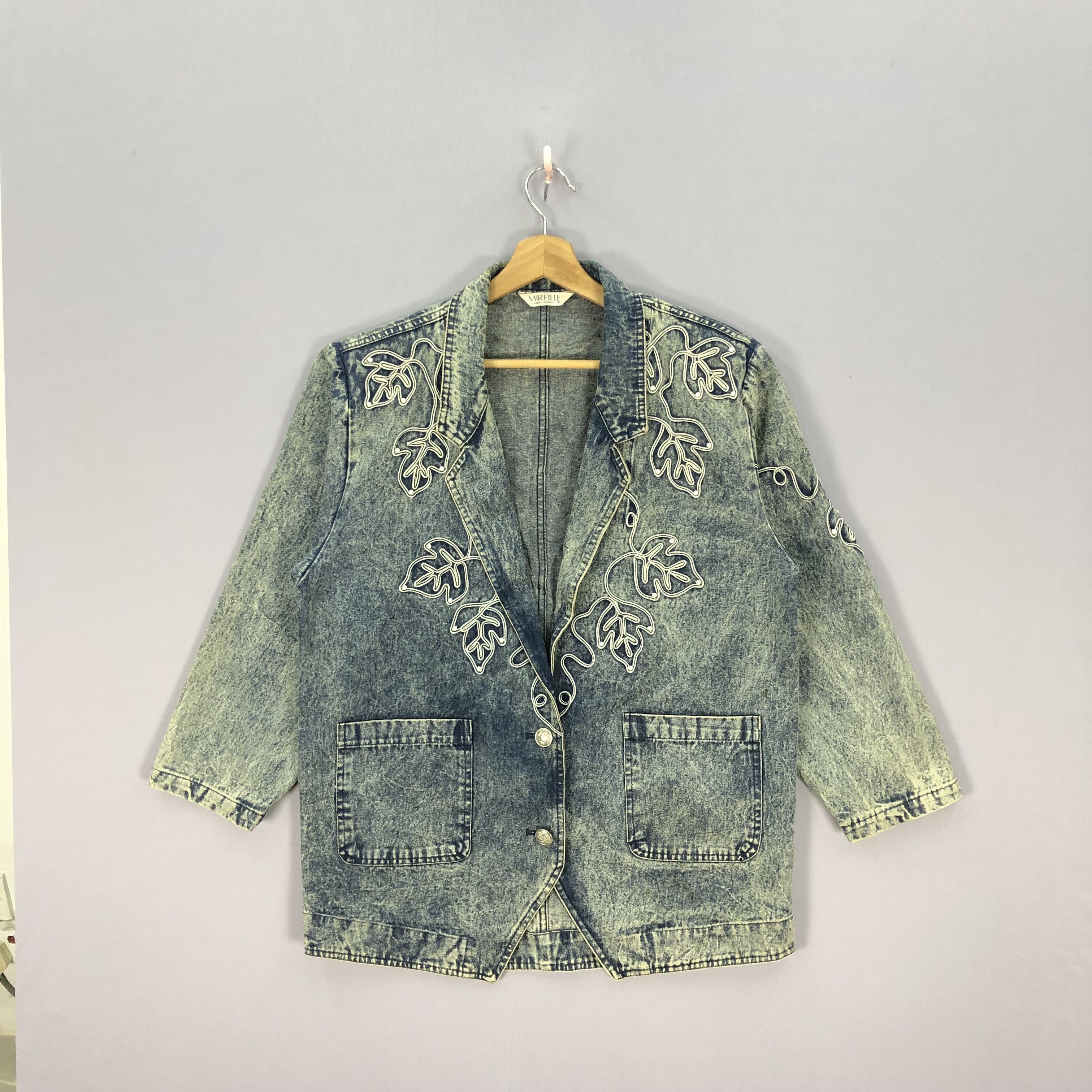 Japanese Brand × Vintage Vintage 90s Mireille Faded Acid Wash Denim Jeans Jacket Size US L / EU 52-54 / 3 - 1 Thumbnail