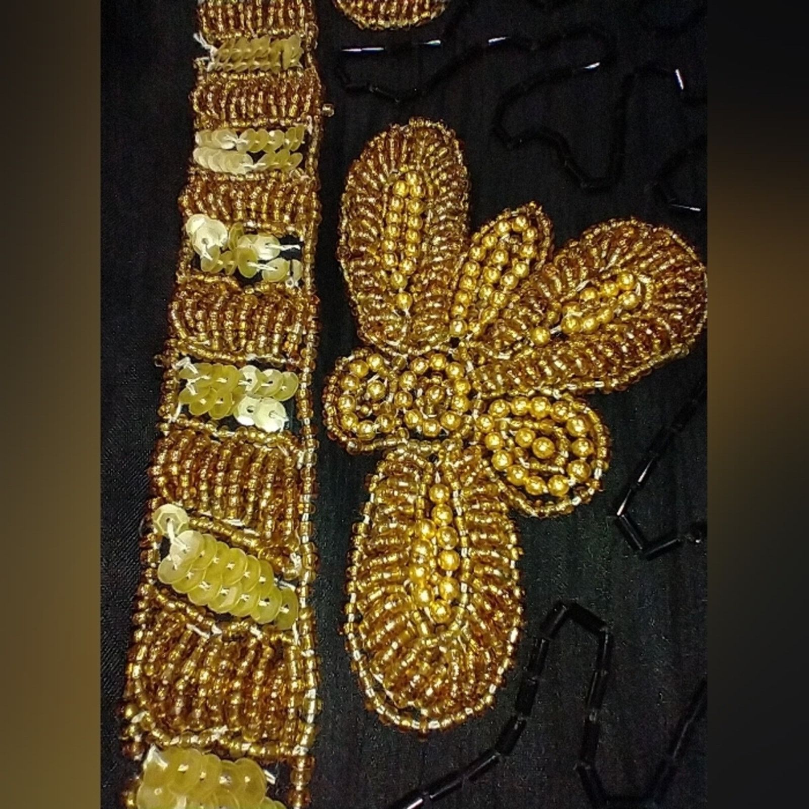 Vintage KAZAR BEADED sequin gold black silk long EVENING JACKET coat Size S / US 4 / IT 40 - 5 Thumbnail