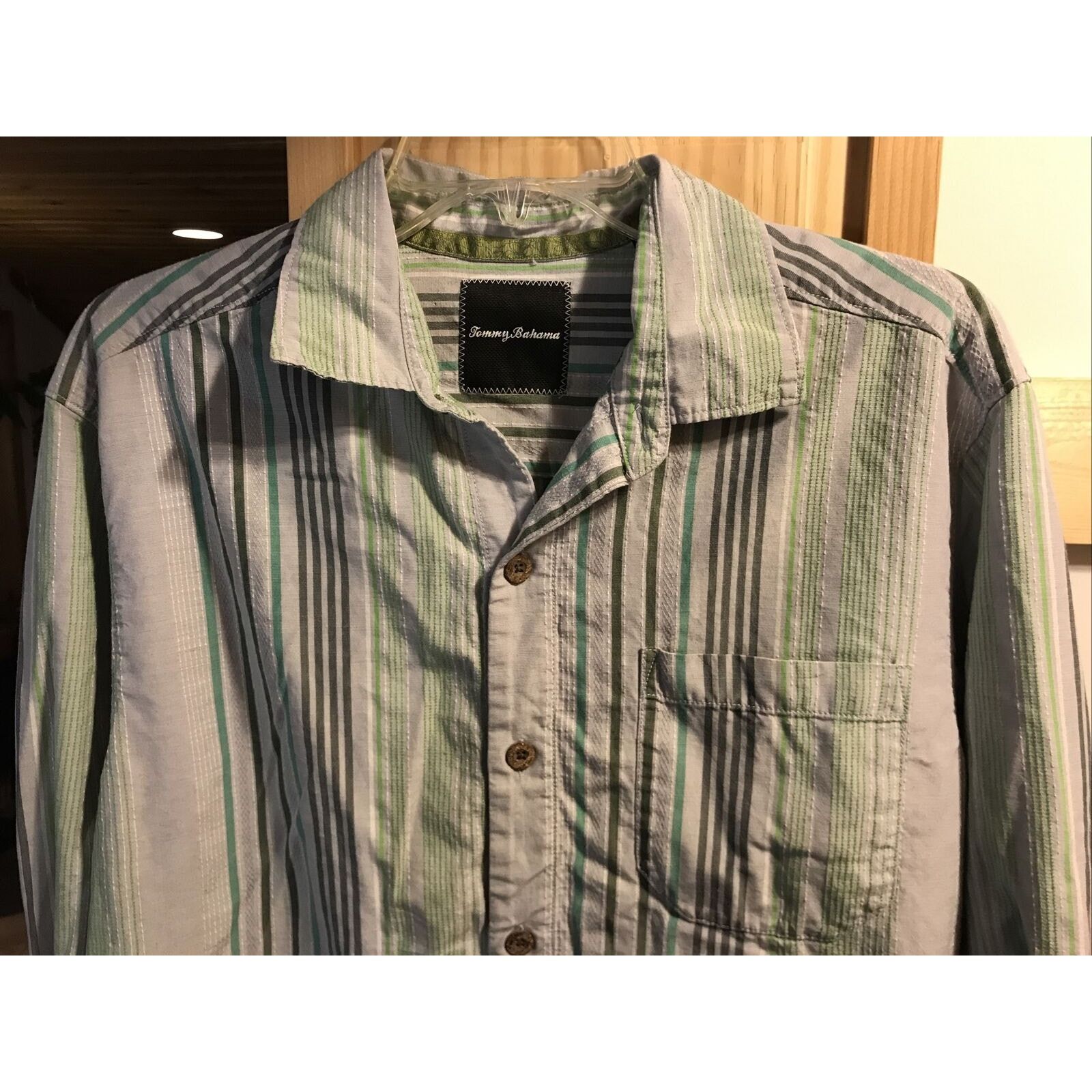Tommy Bahama Tommy Bahama Mens M Striped Silk Blend Button Hawaiian Shirt Size US M / EU 48-50 / 2 - 6 Thumbnail