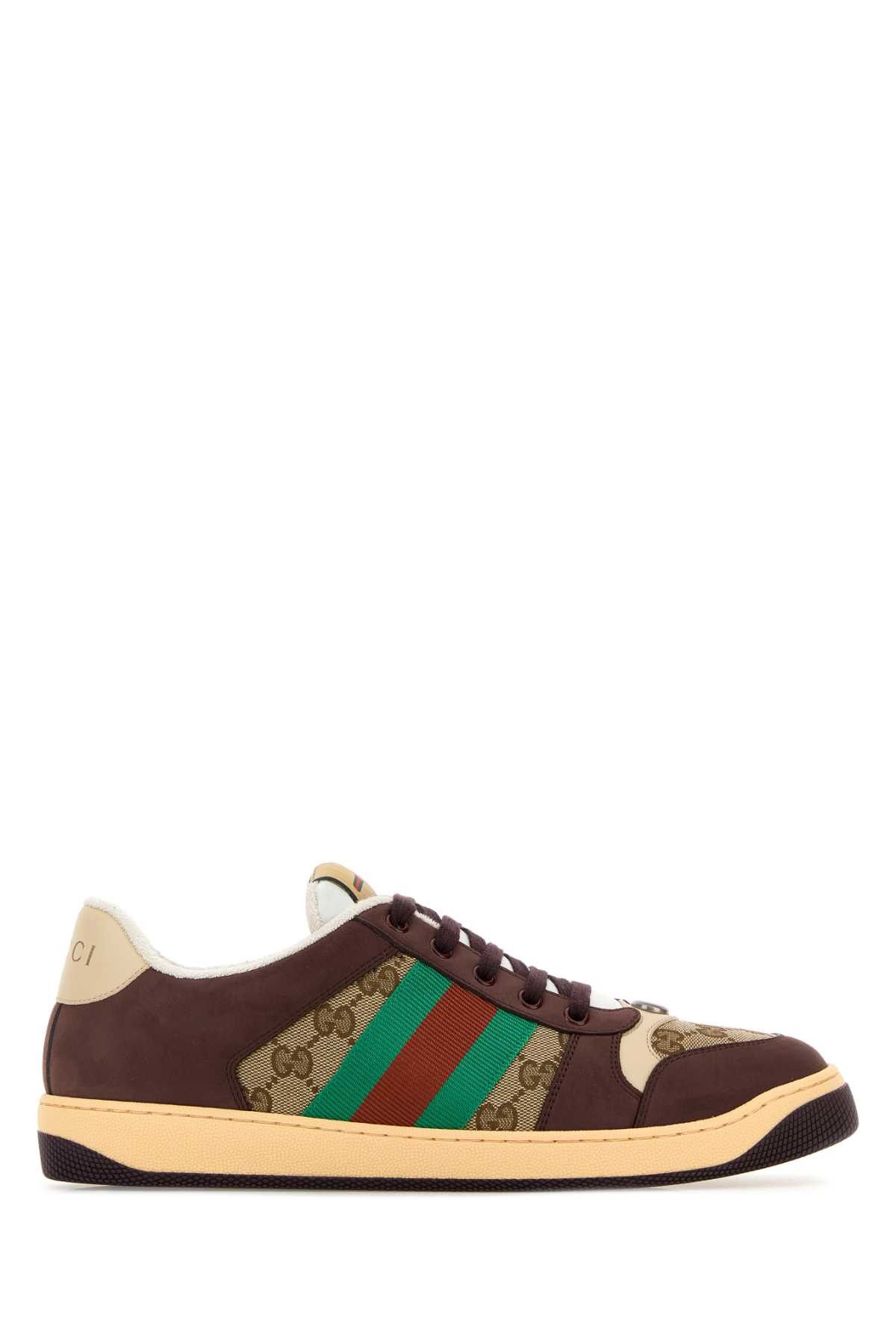 Multicolor Gg And Leather Sneakers