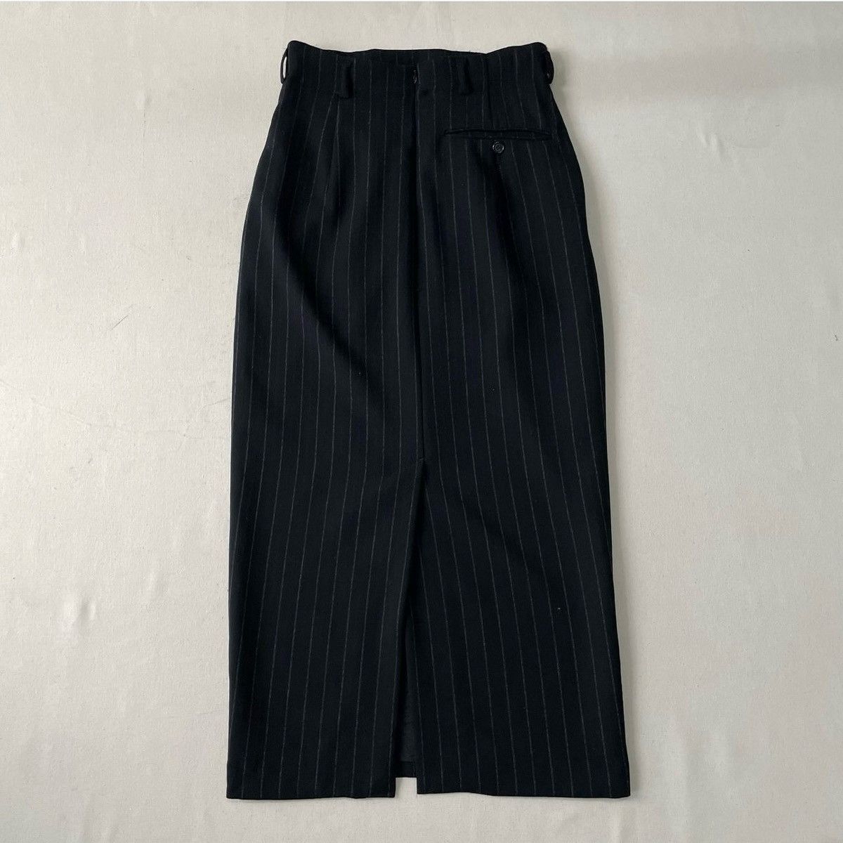 Japanese Brand × Yohji Yamamoto 1980s Workshop By Yohji Yamomato Wool Stripes Skirt Size 28" / US 6 / IT 42 - 2 Thumbnail