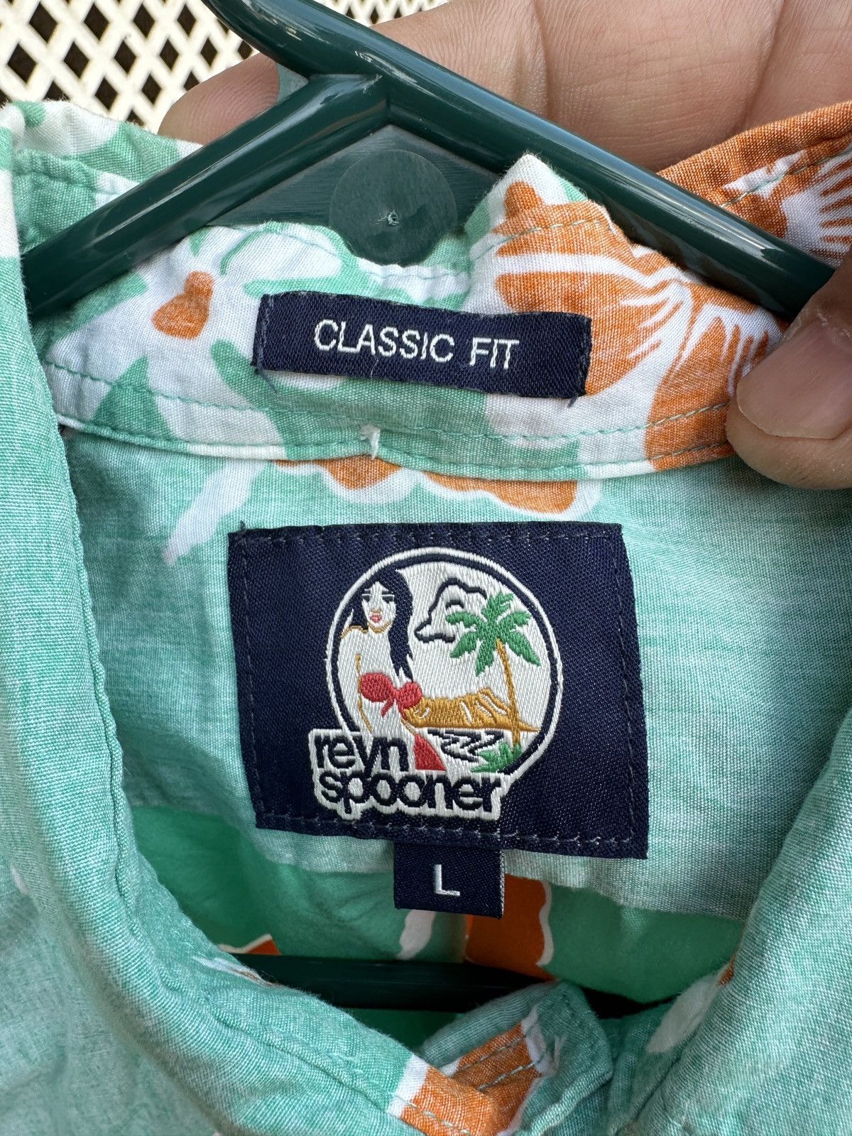 Reyn Spooner PreOwned Reyn Spooner Classic Green/Orange Hawaiian Men's L Size US L / EU 52-54 / 3 - 4 Thumbnail