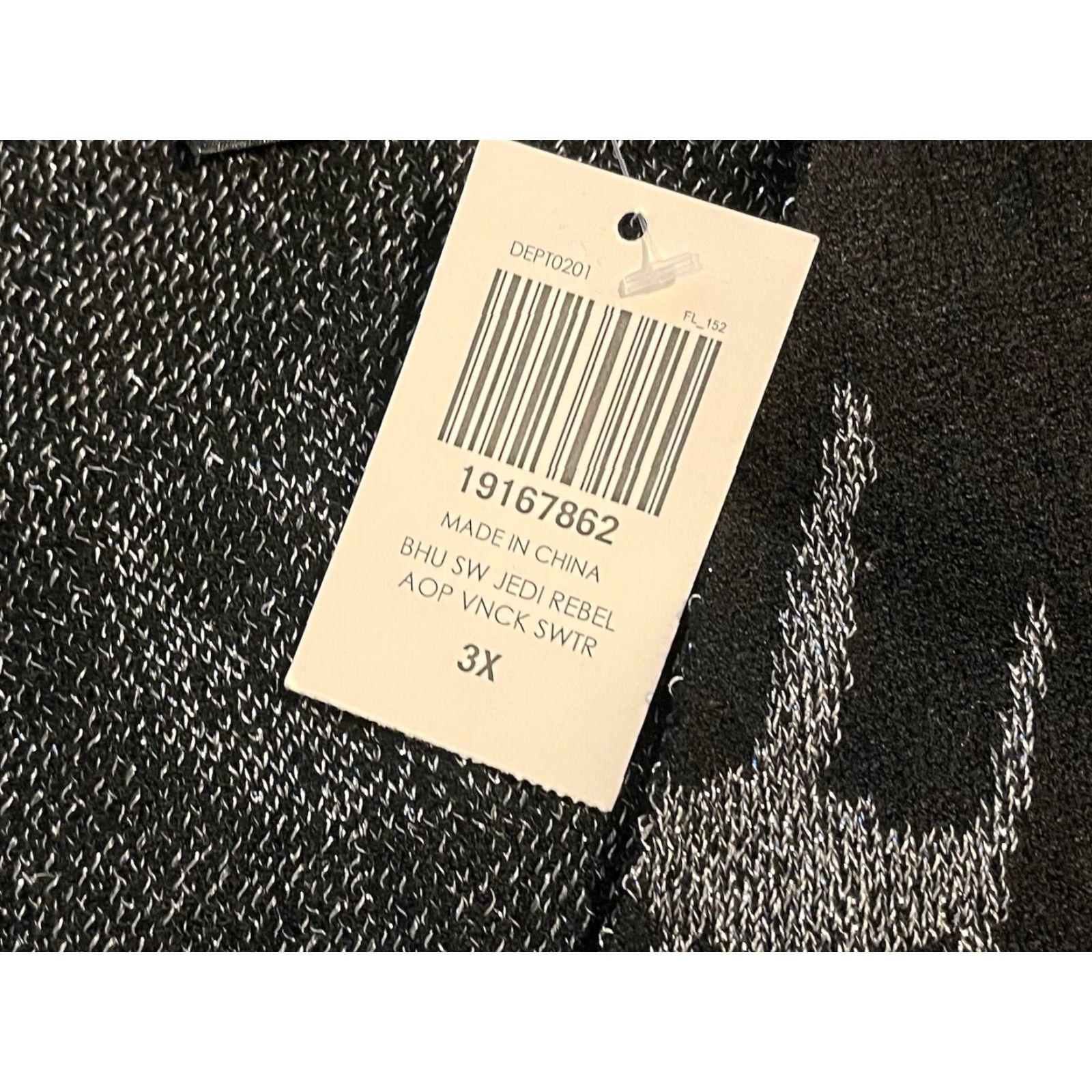 Vintage Her Universe Star Wars X-Wing Icons V-Neck Sweater Women’s 3X Black Silver Geometric Graphic Print Pullover Knit shirt style? Size XXL / US 16-18 / IT 52-54 - 4 Thumbnail