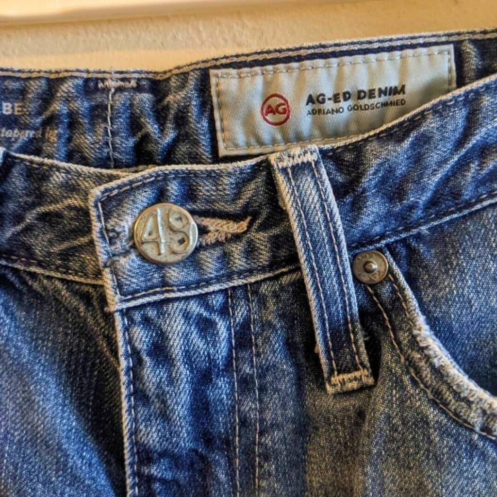AG Adriano Goldschmied AG-ED Phoebe Vintage Jeans 25R High Rise Tapered Distressed 100% Cotton Size 25" / US 0 / IT 36 - 4 Thumbnail