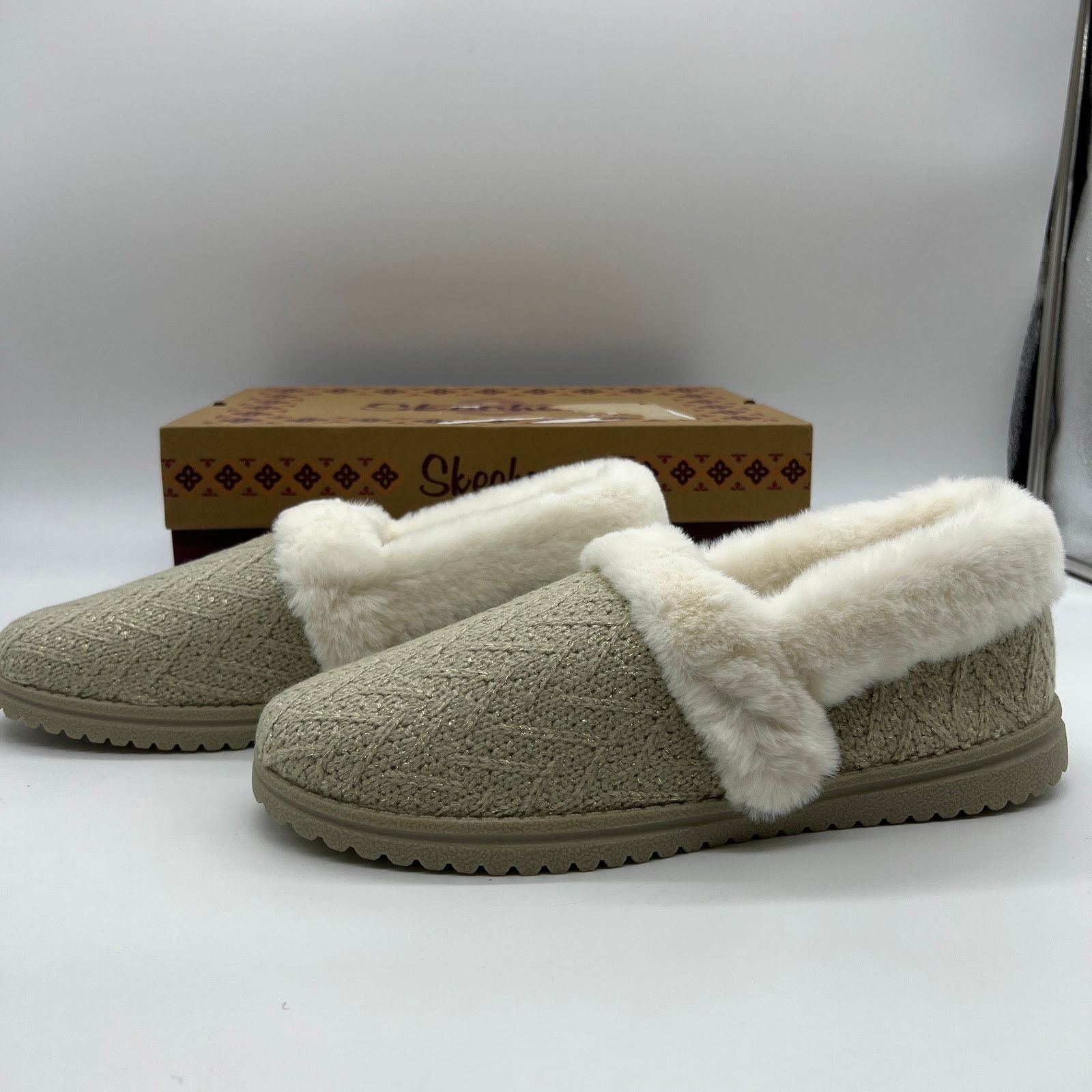 SKECHERS Skechers Cozy Lite Sparkle Knit Slippers Walk Natural 11 Size US 11 / IT 41 - 7 Thumbnail