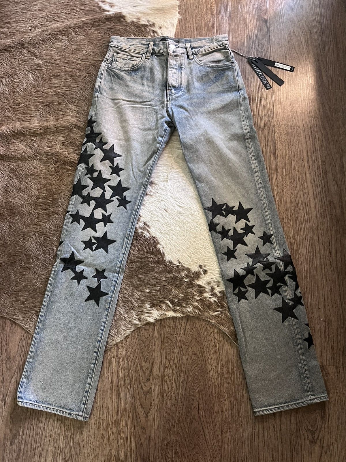 Amiri Amiri Leather Stars Straight Jean SS23 | Grailed