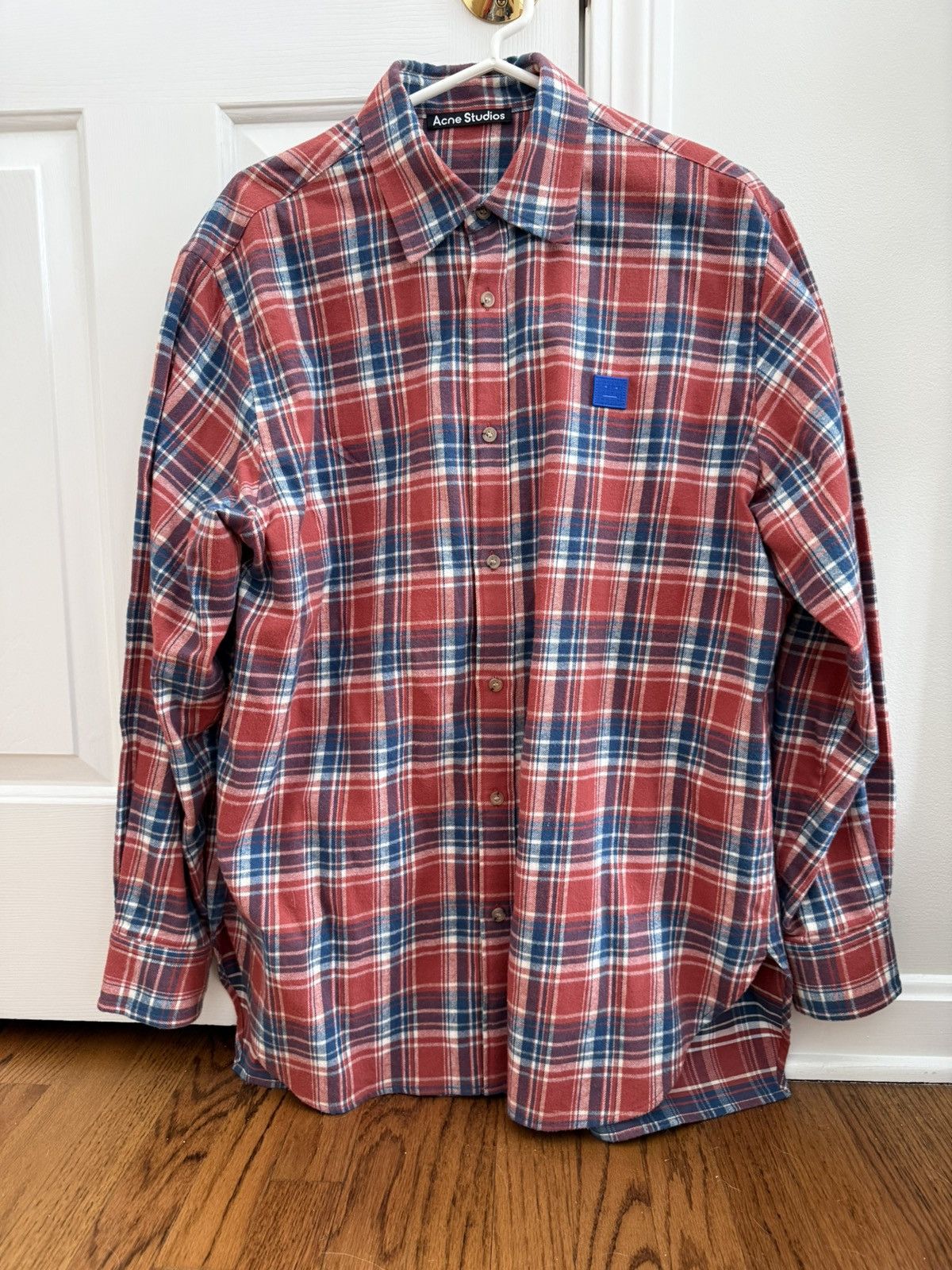 Acne Studios Acne Studios Red & Blue Flannel Patch Shirt Size US S / EU 44-46 / 1 - 1 Thumbnail