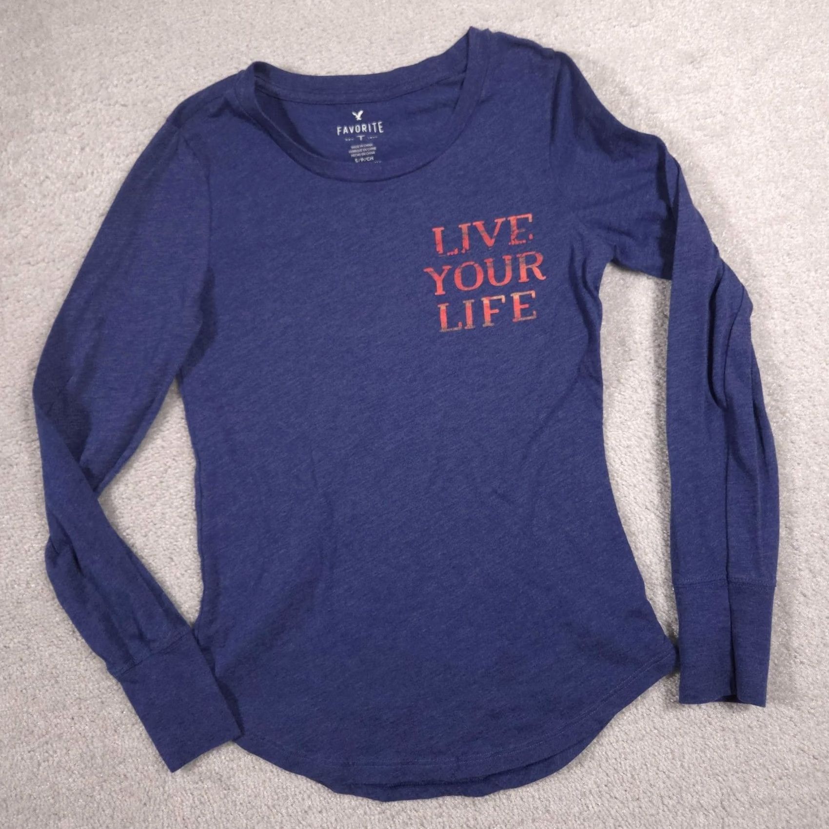 American Eagle Outfitters American Eagle Outfitters Shirt Womens Small Blue Live Your Life Long Sleeve Top Size S / US 4 / IT 40 - 3 Thumbnail