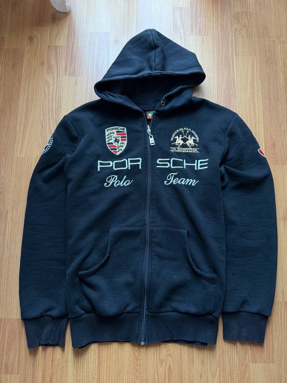La Martina Vintage Porshe La Martina Black Zip Hoodie Sweatshirt Size US XL / EU 56 / 4 - 1 Thumbnail