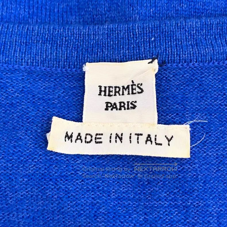 Hermes Hermes Dark blue carriage print patchwork cashmere crew-ne Size XS / US 0-2 / IT 36-38 - 5 Thumbnail